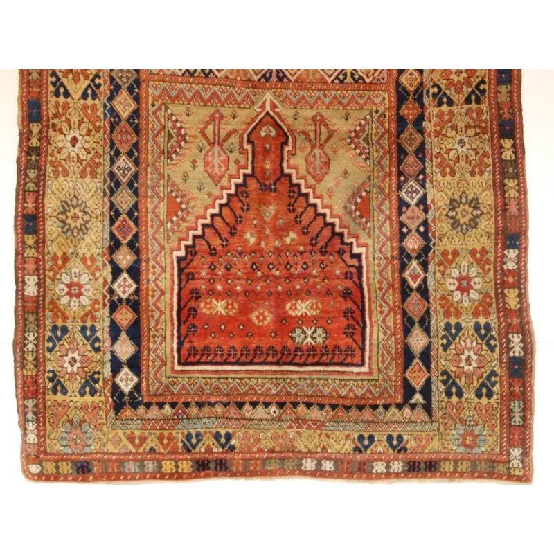 Hand-Woven Antique Turkish Mujur Prayer Rug of Classic Design, Mid 19th Century For Sale
