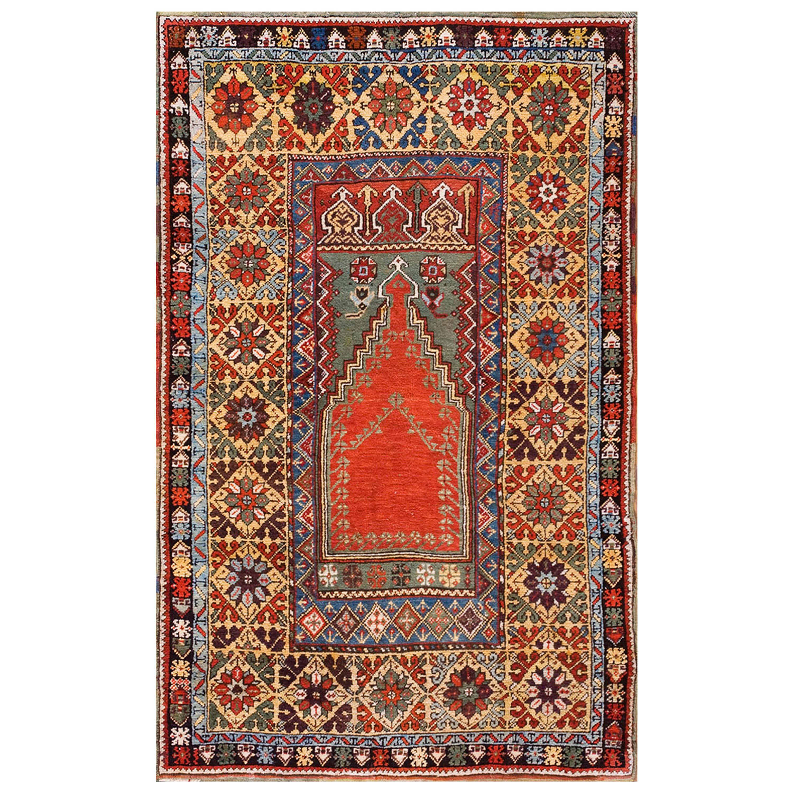 19th Century Turkish Anatolian Mujur Prayer Rug ( 3'7" x 5'8" - 109 x 173 )  For Sale