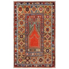 19th Century Turkish Anatolian Mujur Prayer Rug ( 3'7" x 5'8" - 109 x 173 ) 