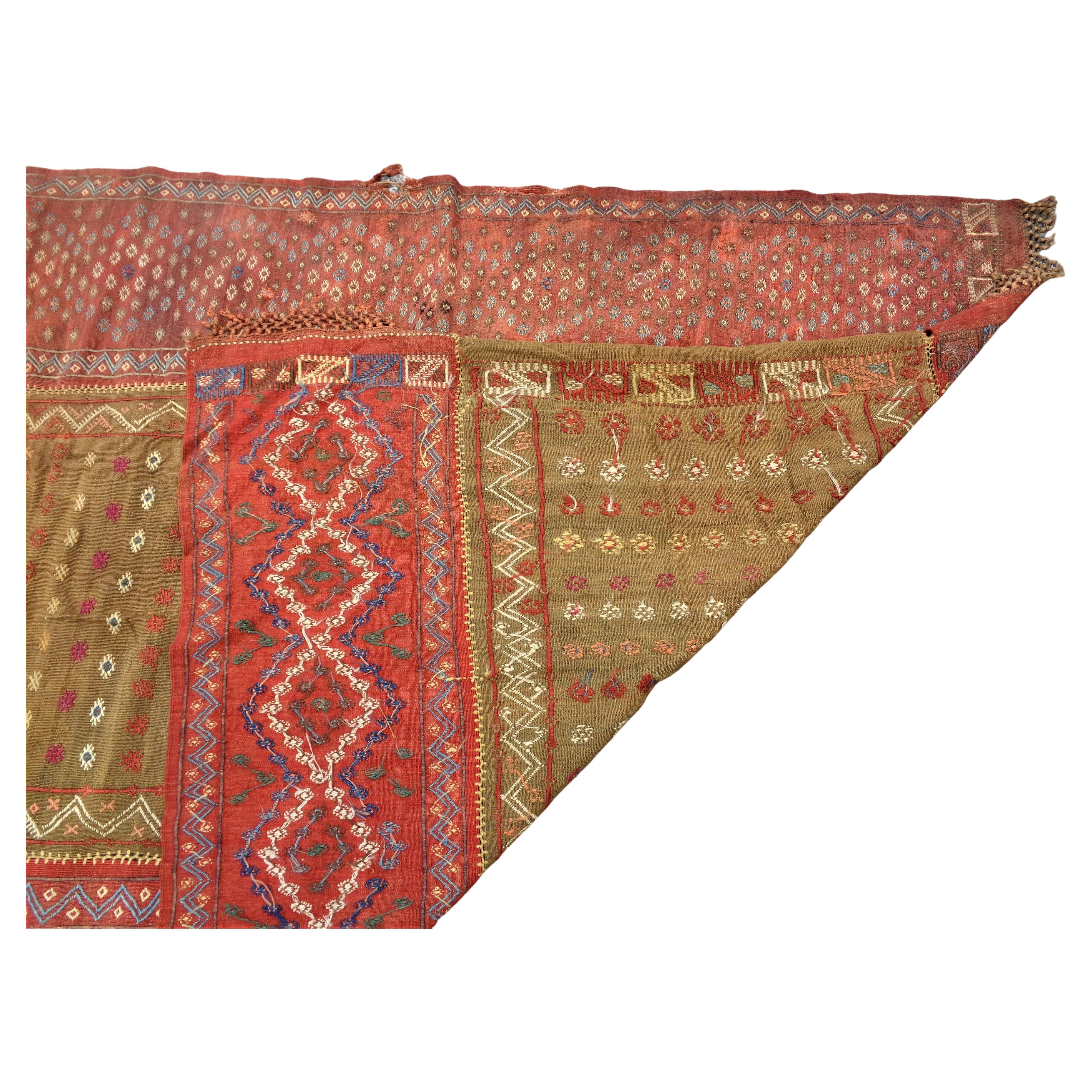 19th Century Nomadic Turkish Kilim Long Rug- For Sale 5