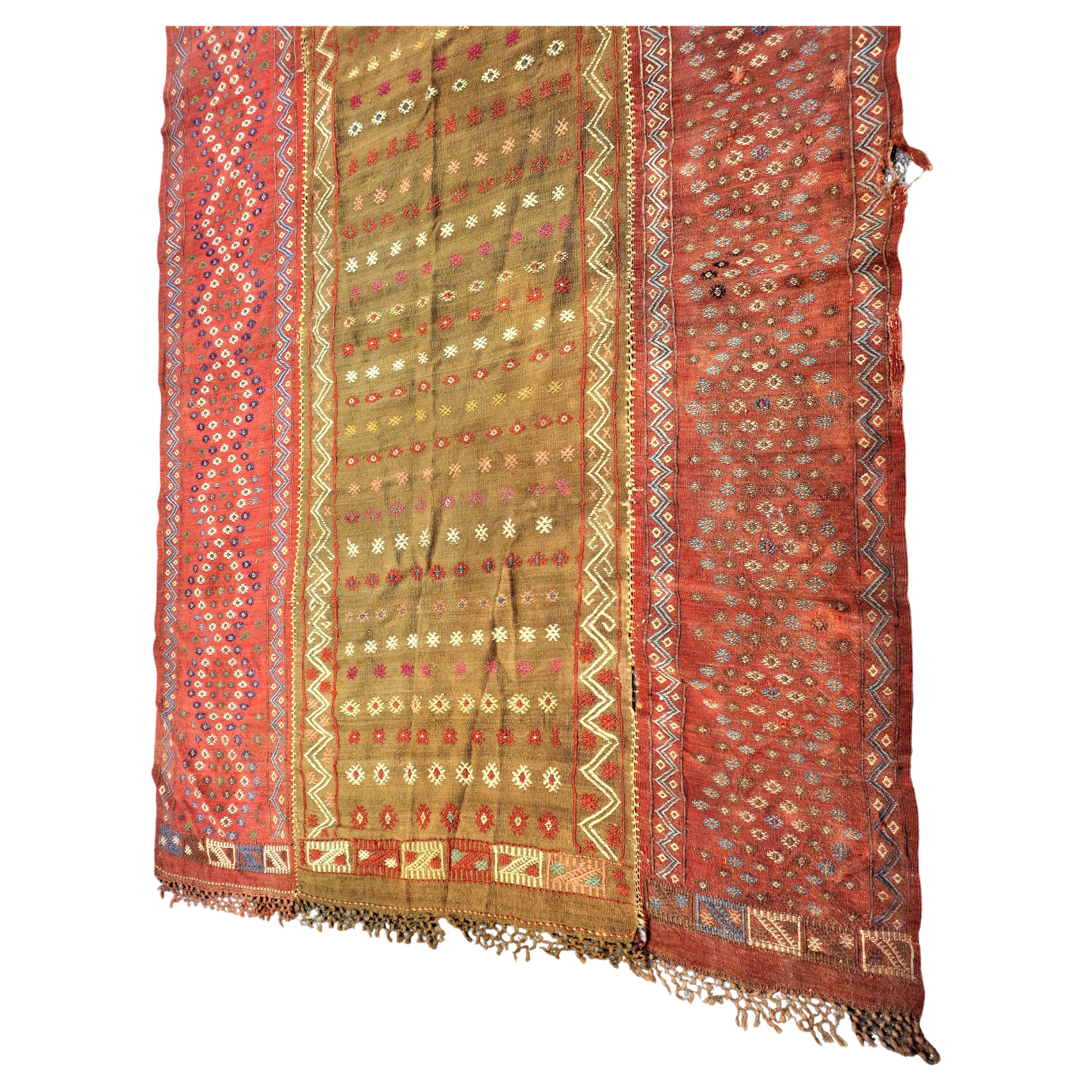 Tribal 19th Century Nomadic Turkish Kilim Long Rug- For Sale