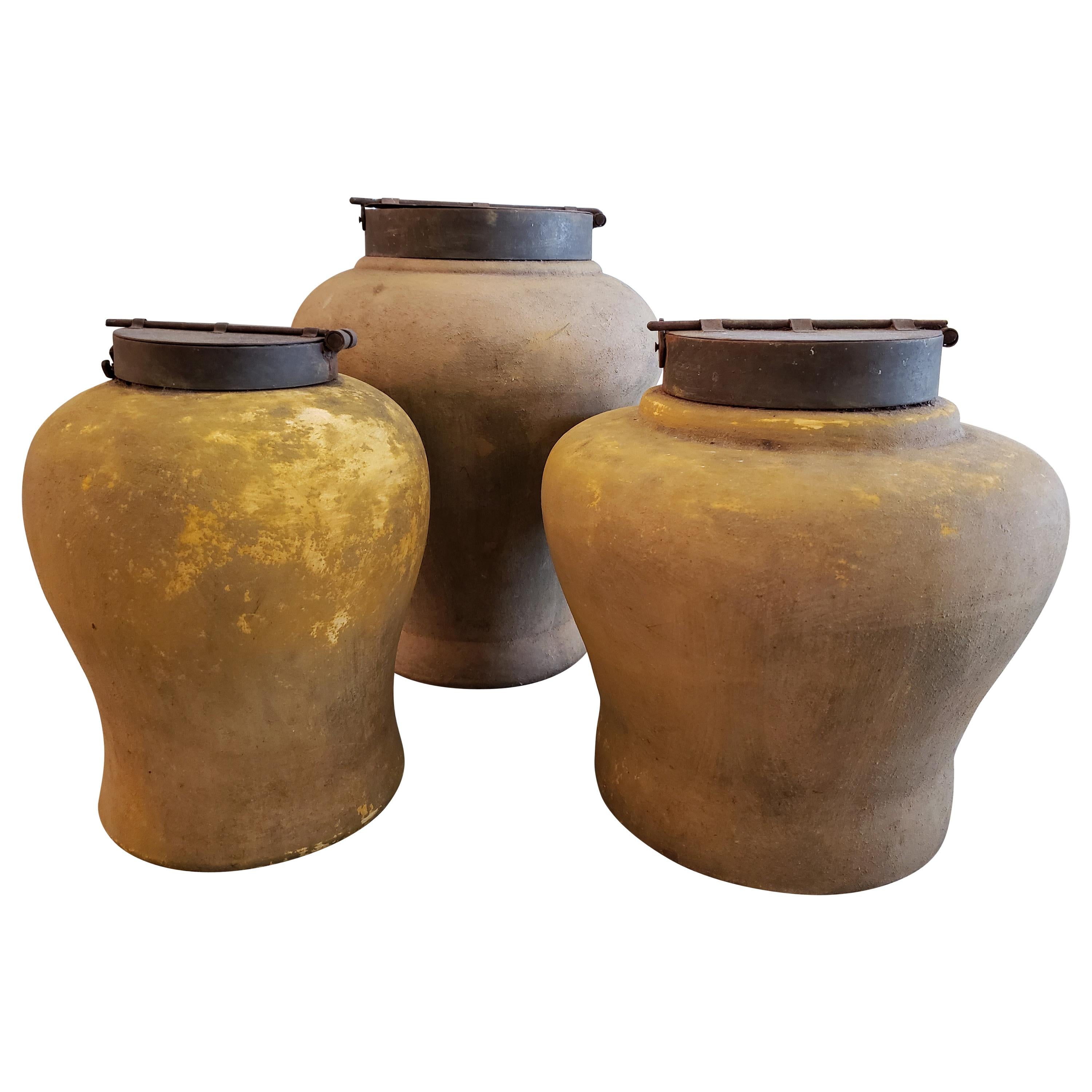 Set of 6 French Olive jars at 1stdibs