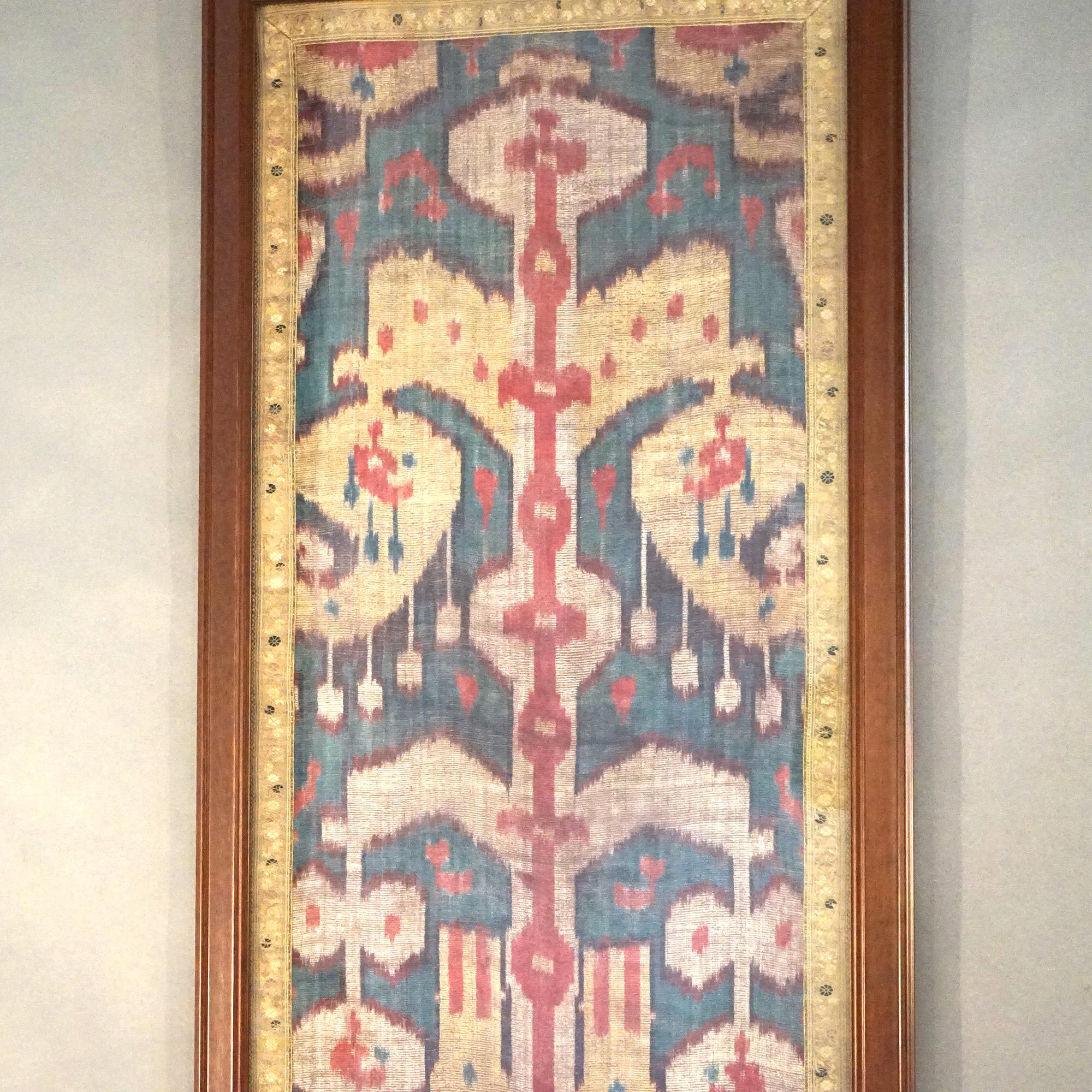 Antique Turkish Oriental Framed Needlepoint Rug Fragment 18thC

Measures- 47.75''H x 18''W x .75''D; 15.25'' x 45'' sight
