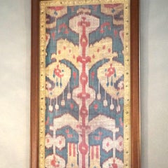 Antique Turkish Oriental Framed Needlepoint Rug Fragment, 18thC