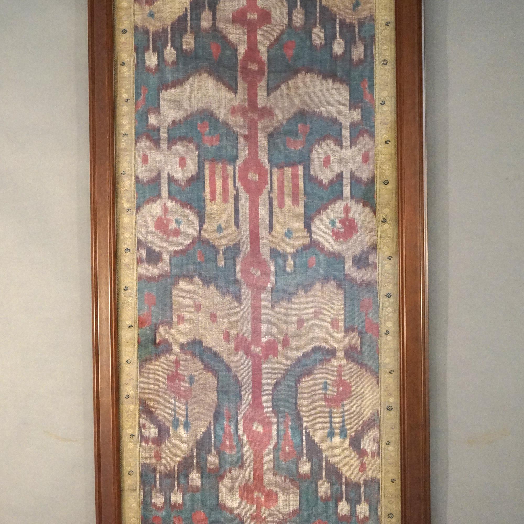 Antique Turkish Oriental Framed Needlepoint Rug Fragment, 18thC In Good Condition For Sale In Big Flats, NY
