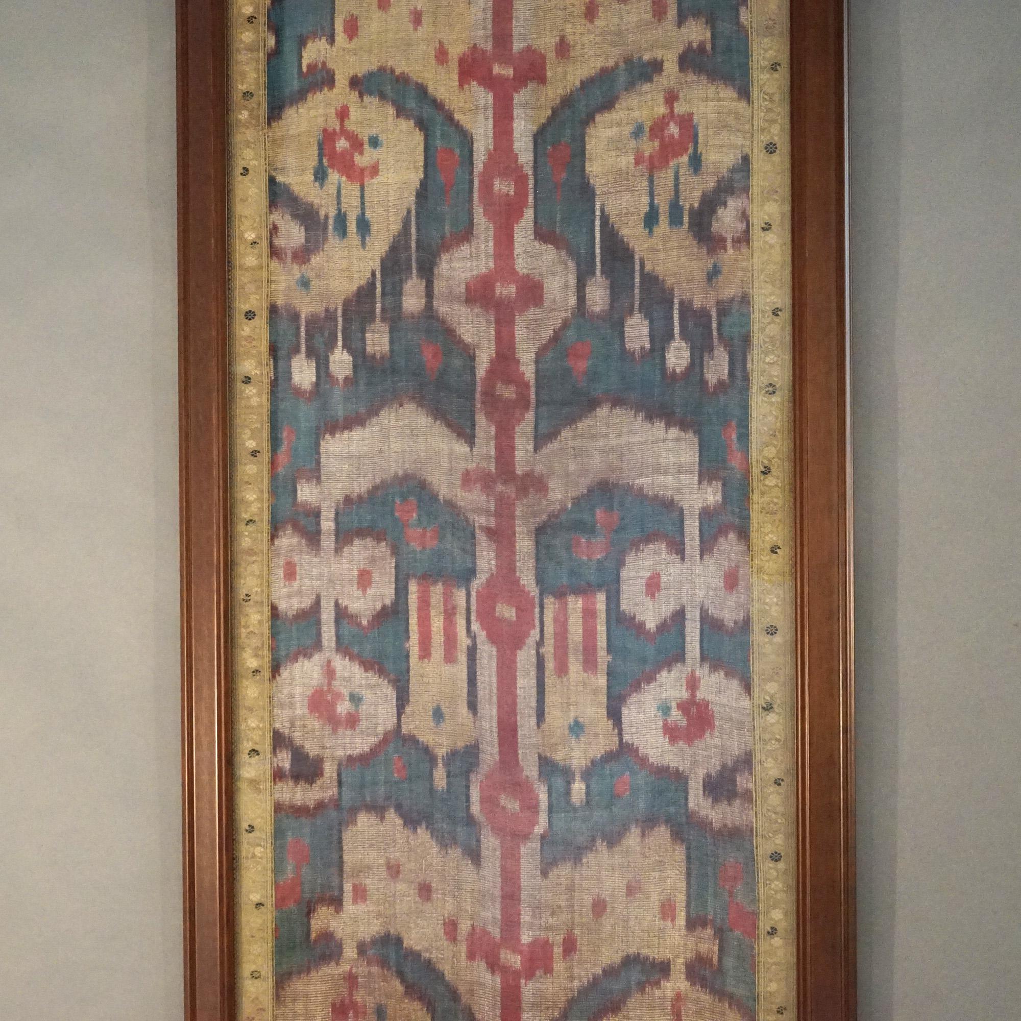Textile Antique Turkish Oriental Framed Needlepoint Rug Fragment, 18thC For Sale