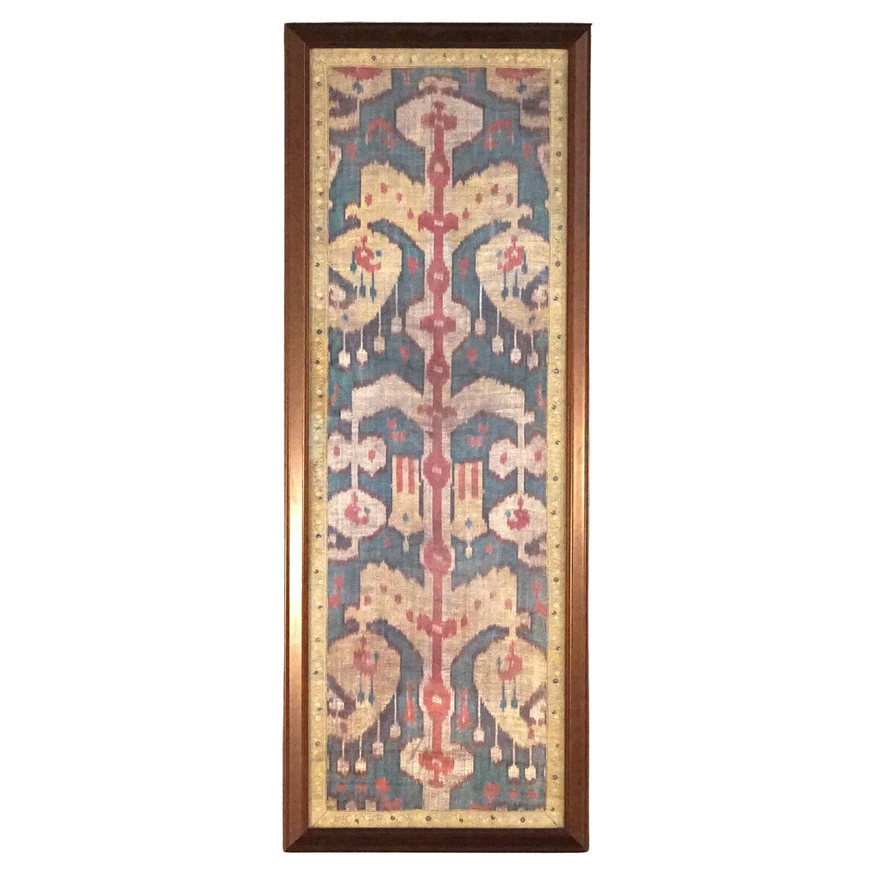 Fragment de tapis à l'aiguille turc encadré, XVIIIe siècle