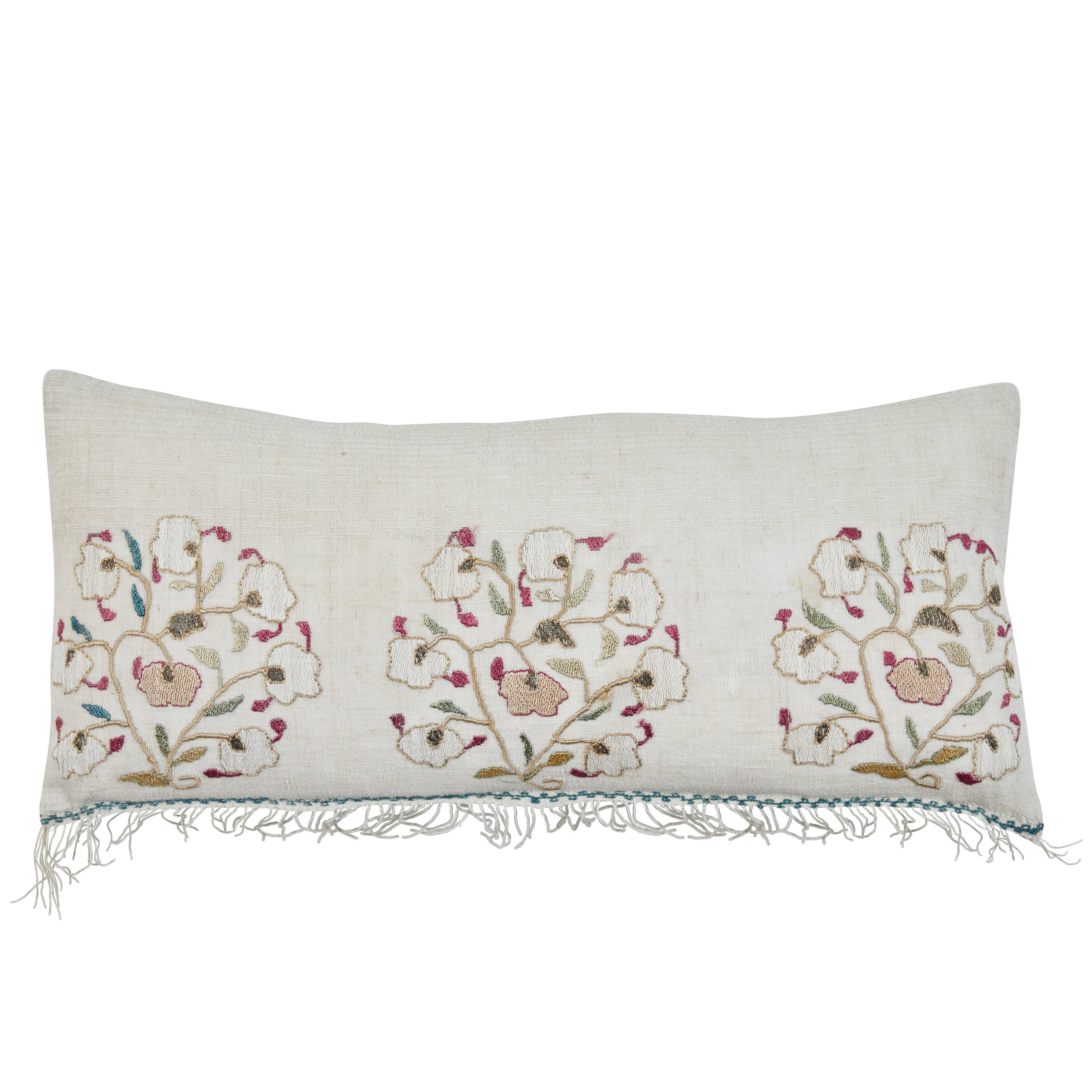 Antique Turkish Ottoman Embroidery Pillow For Sale