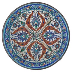 Antique Turkish Ottoman Islamic Kutahya Pottery Tiles Iznik Pattern On The Coffe