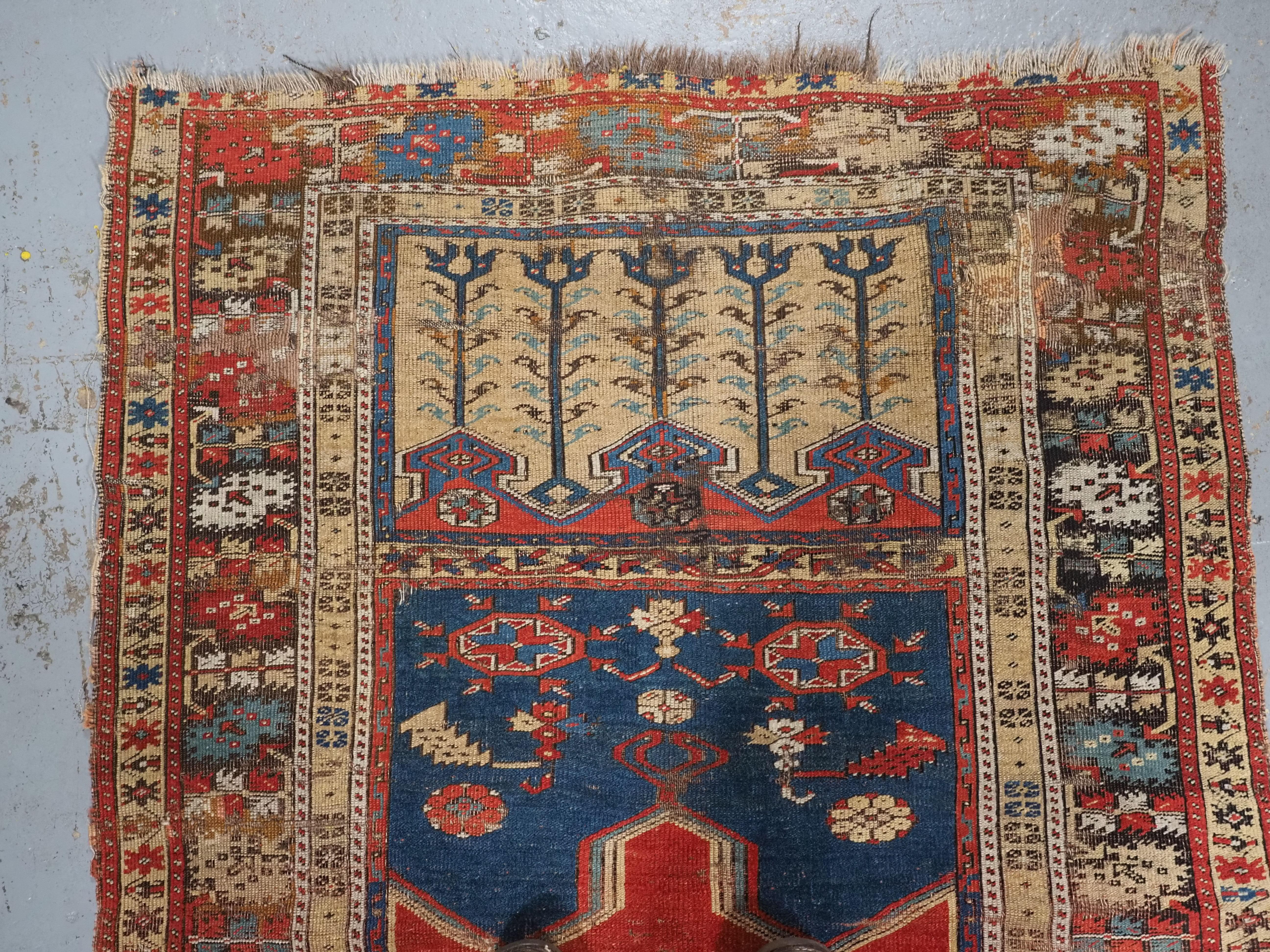 Asian Antique Turkish Ottoman Ladik prayer rug, curca 1880. For Sale
