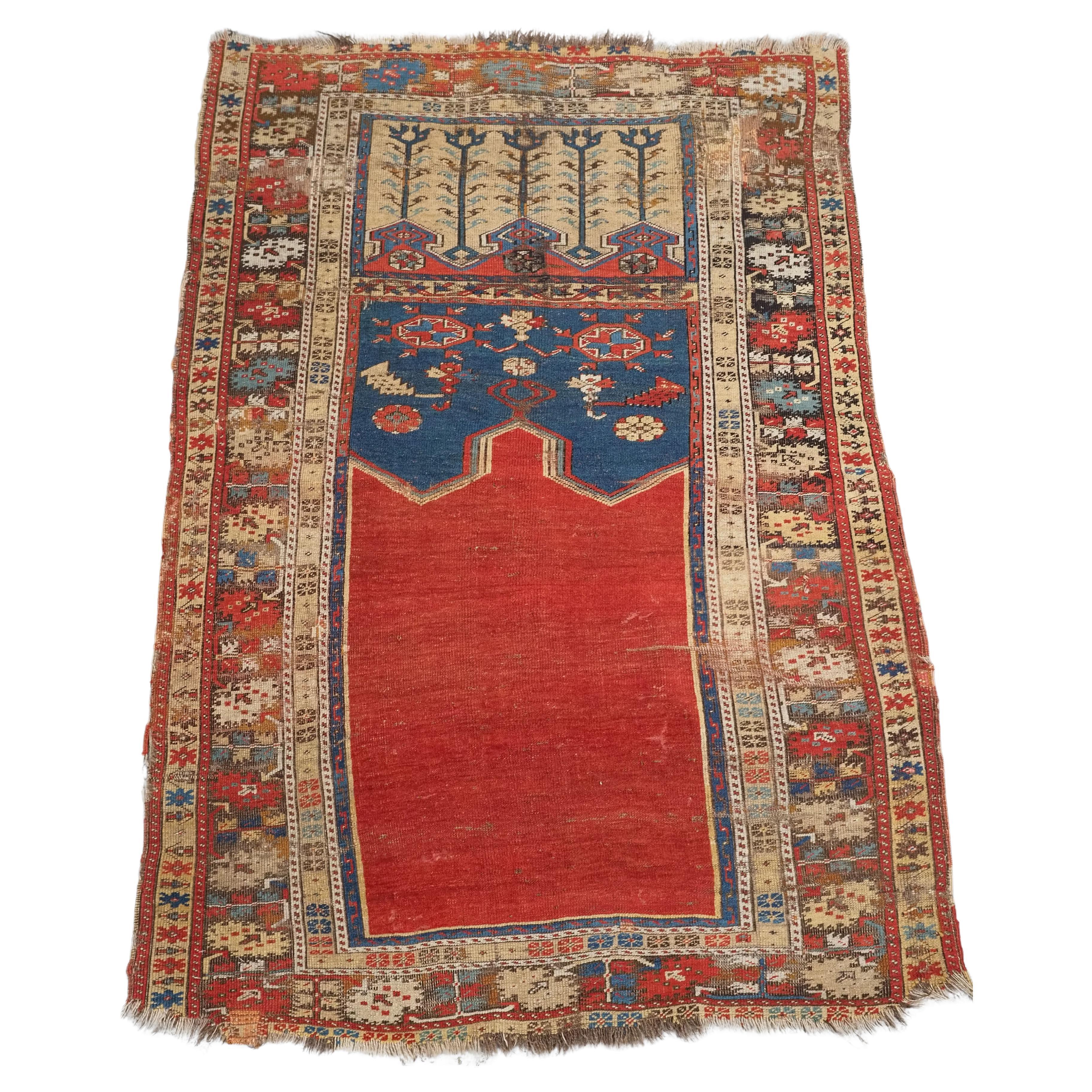 Antique Turkish Ottoman Ladik prayer rug, curca 1880. For Sale