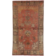 Antique Turkish Oushak Accent Rug, Entry or Foyer Rug