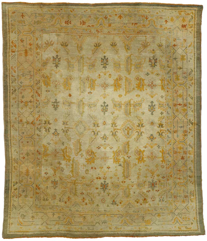 Distressed Antique Angora Oushak Rug For Sale at 1stDibs
