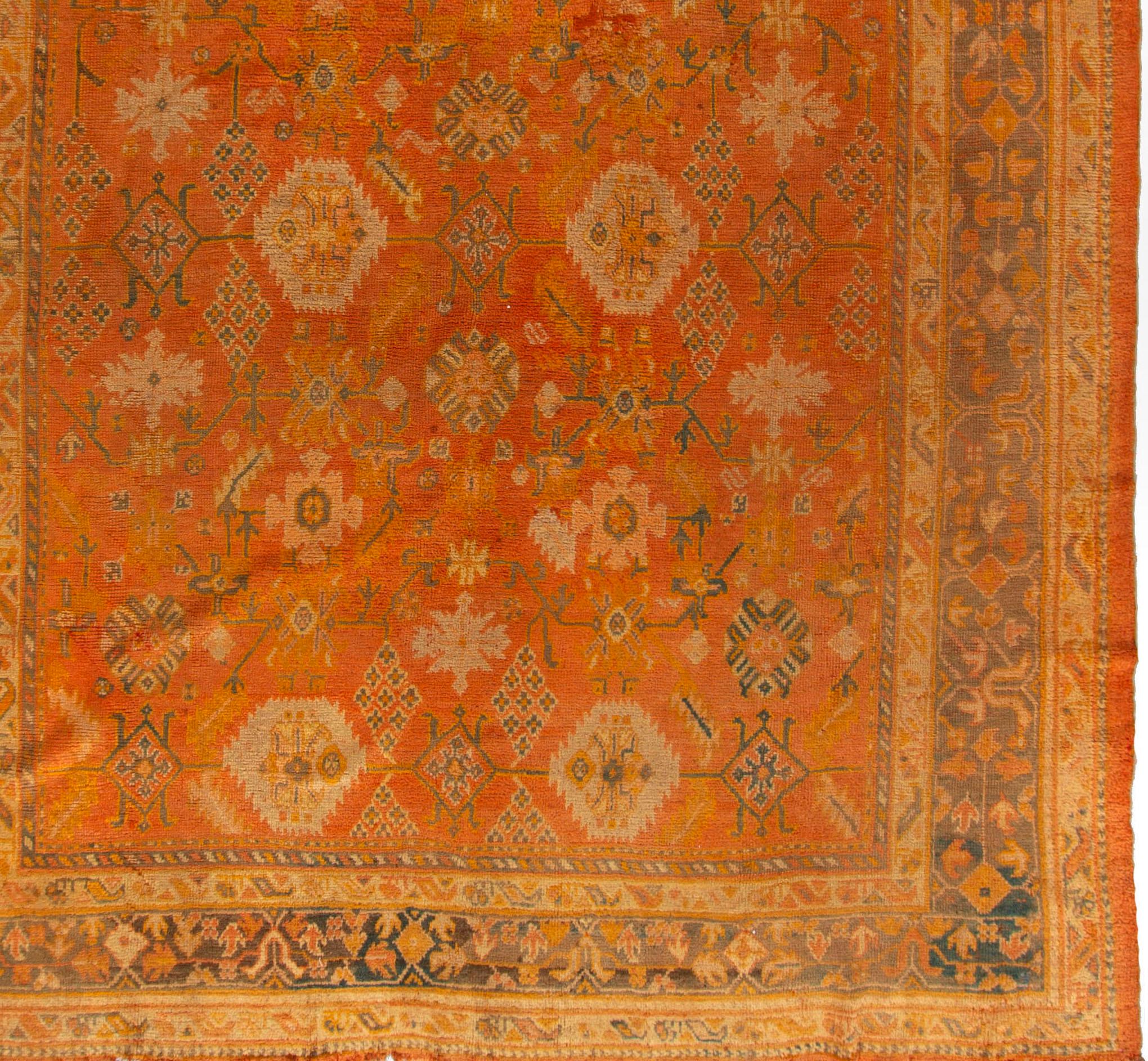 Antique Turkish Oushak Area Rug  10'3 x 13' In Good Condition For Sale In New York, NY