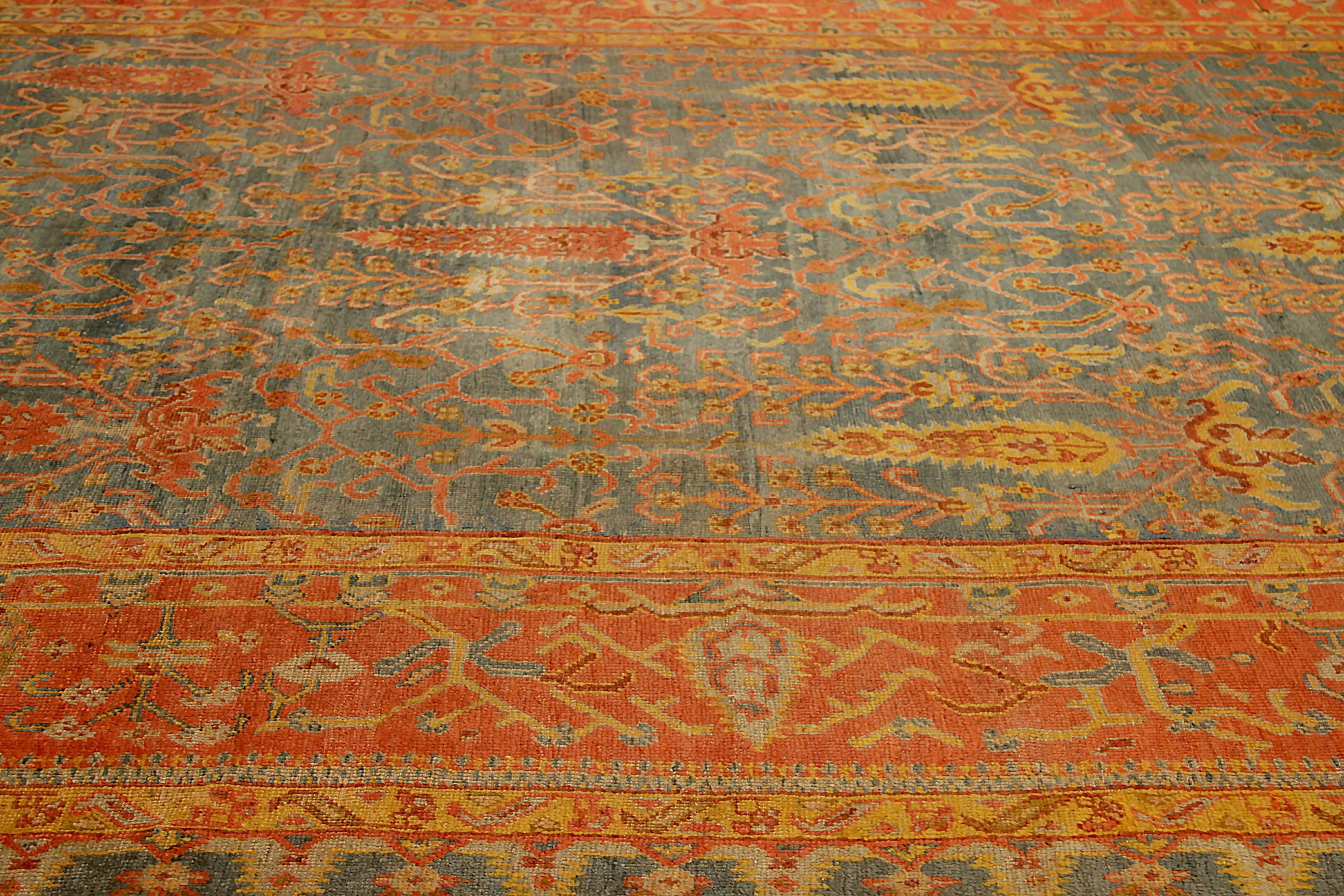 Hand-Woven Antique Turkish Oushak Area Rug, Circa 1870s For Sale