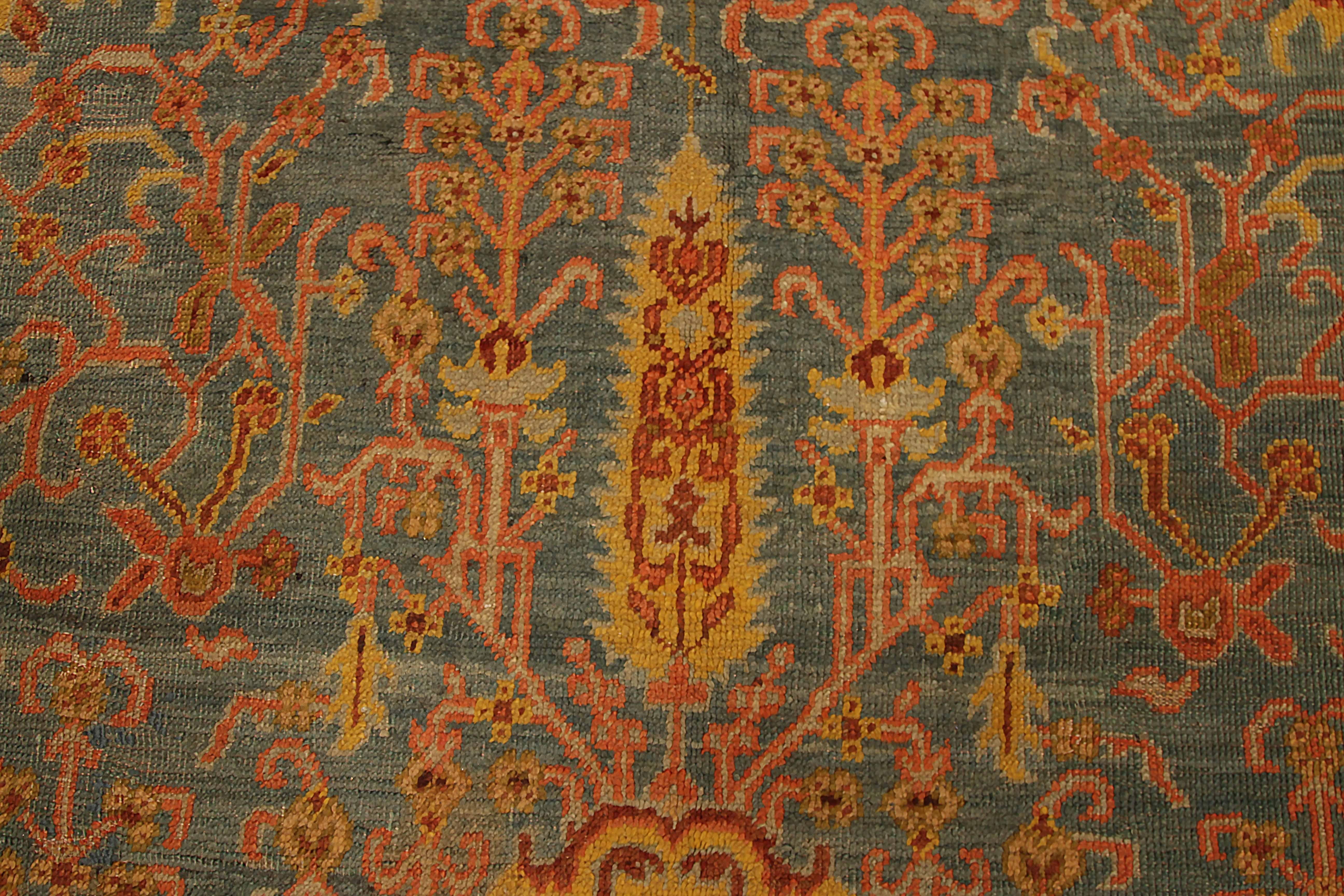 Late 19th Century Antique Turkish Oushak Area Rug, Circa 1870s For Sale