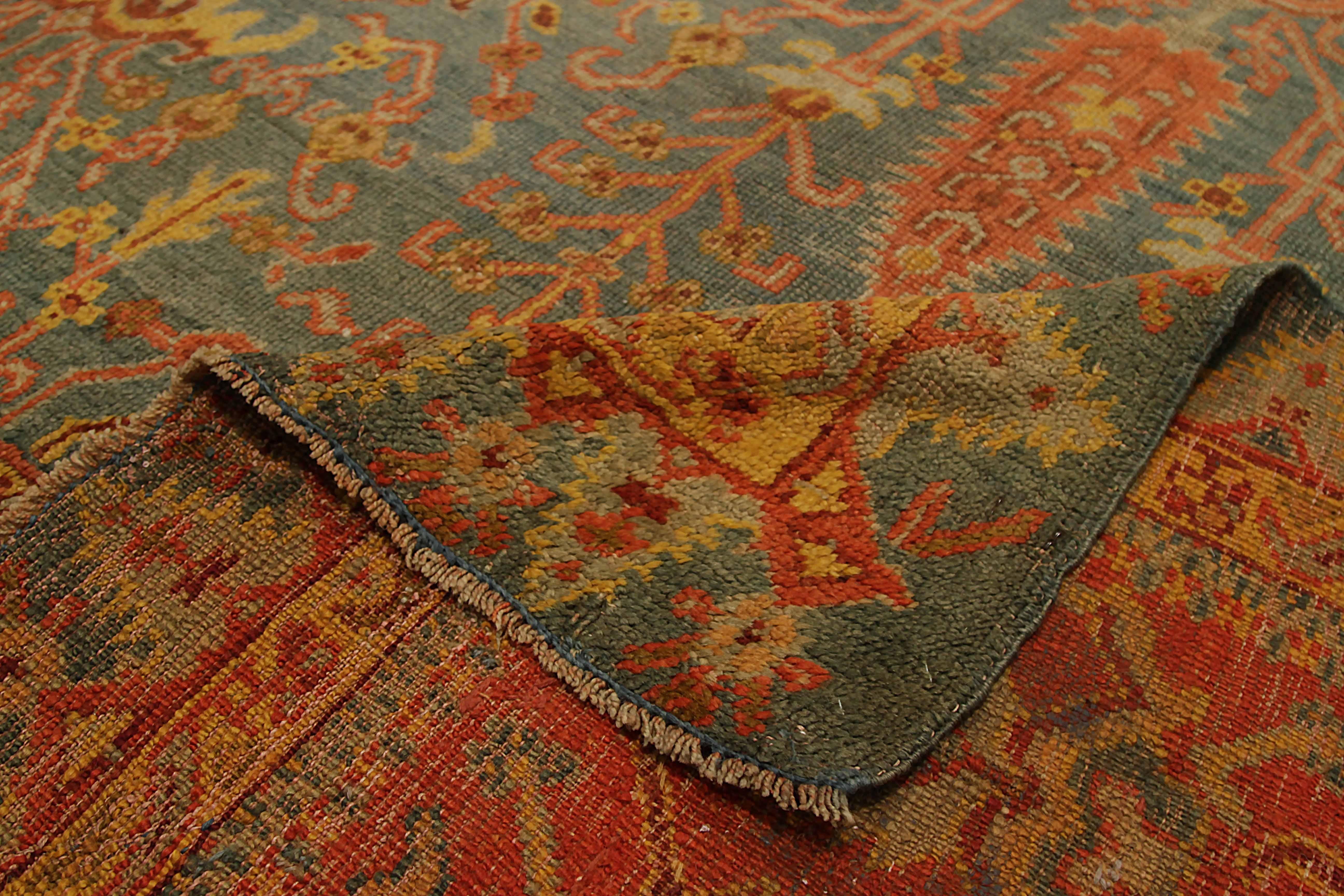 Wool Antique Turkish Oushak Area Rug, Circa 1870s For Sale