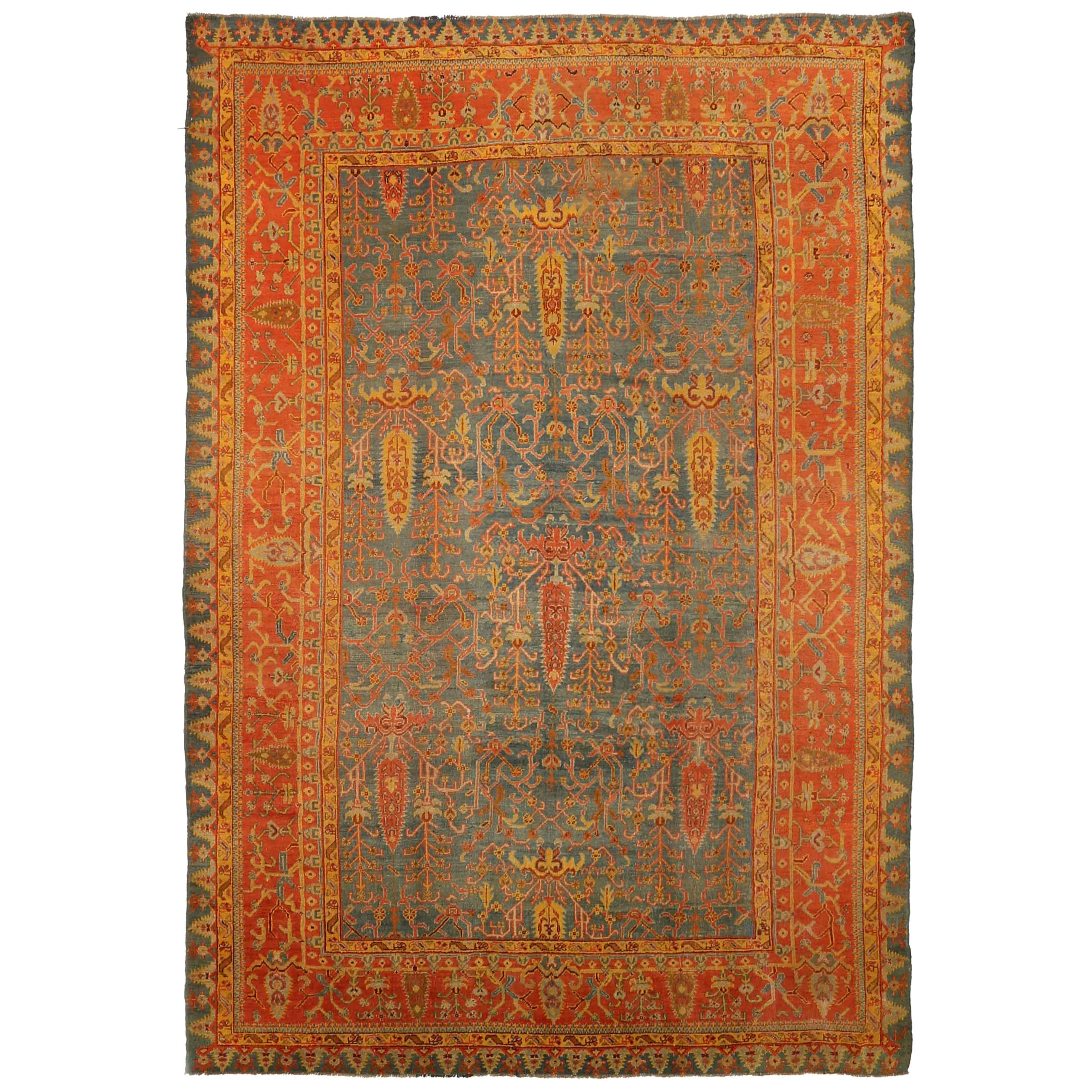 Antiker türkischer Oushak-Teppich, um 1870