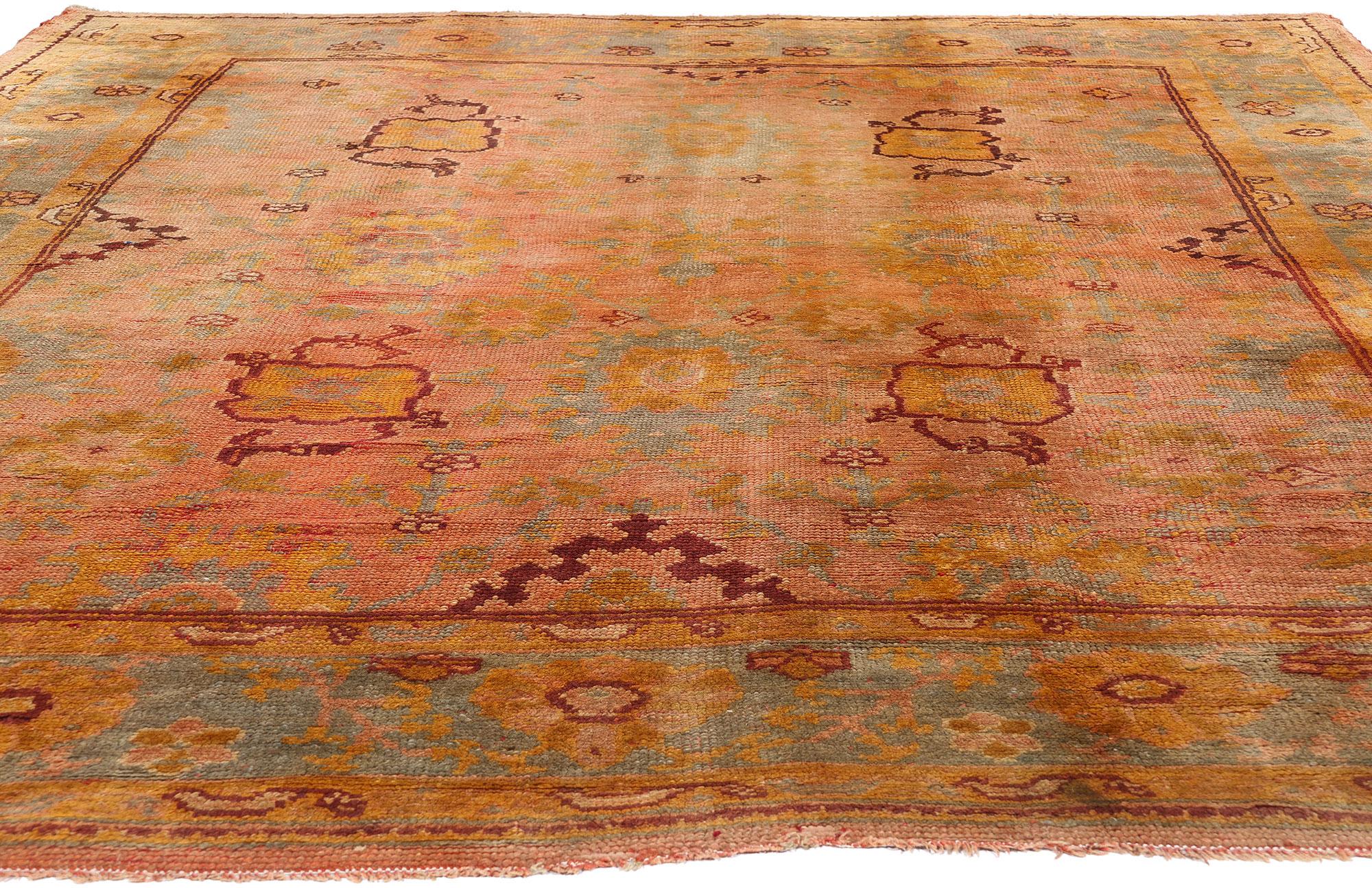 Spanish Colonial Late 19th Century Antique Turkish Oushak Rug with Traditional Style For Sale