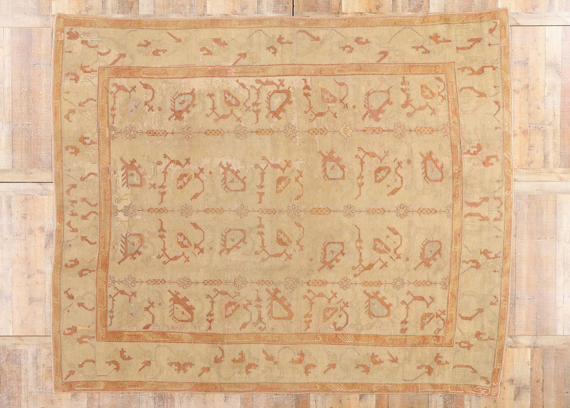 Fin du 19e siècle, ancien tapis turc Oushak de style traditionnel en vente 1
