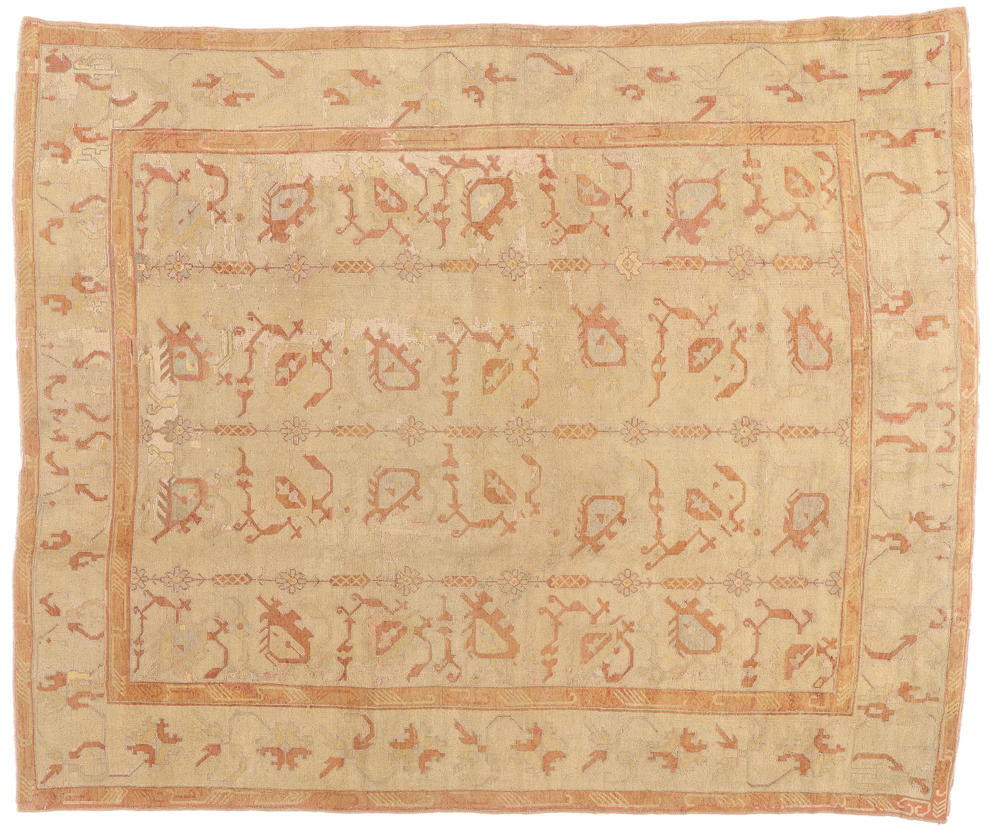 Fin du 19e siècle, ancien tapis turc Oushak de style traditionnel en vente 2