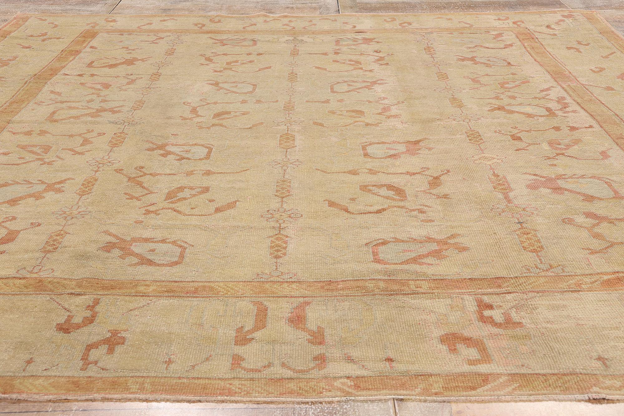 Turc Fin du 19e siècle, ancien tapis turc Oushak de style traditionnel en vente