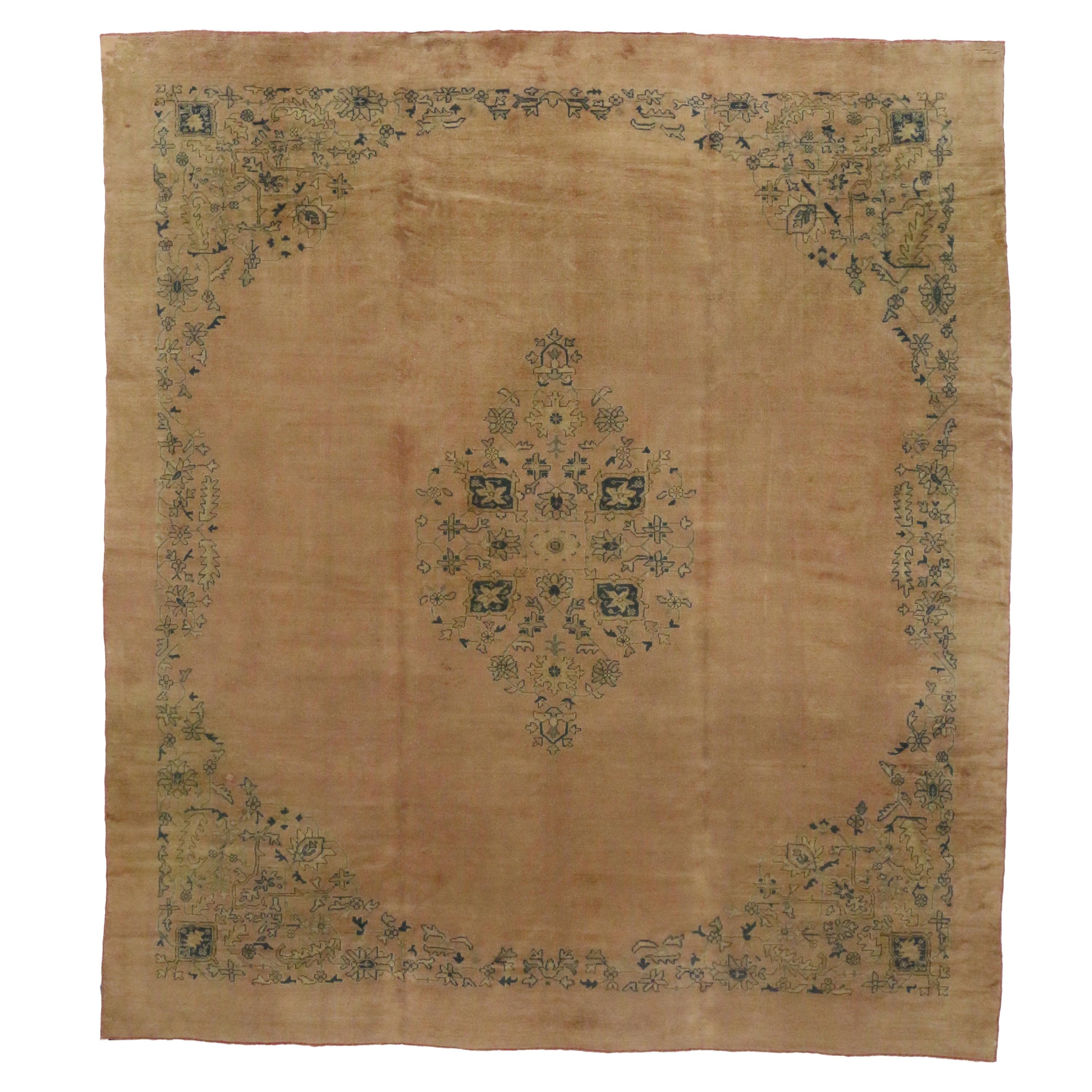 Antique Turkish Oushak Area Rug with Rustic Romantic Georgian Style For Sale