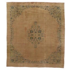 Antique Turkish Oushak Area Rug with Rustic Romantic Georgian Style