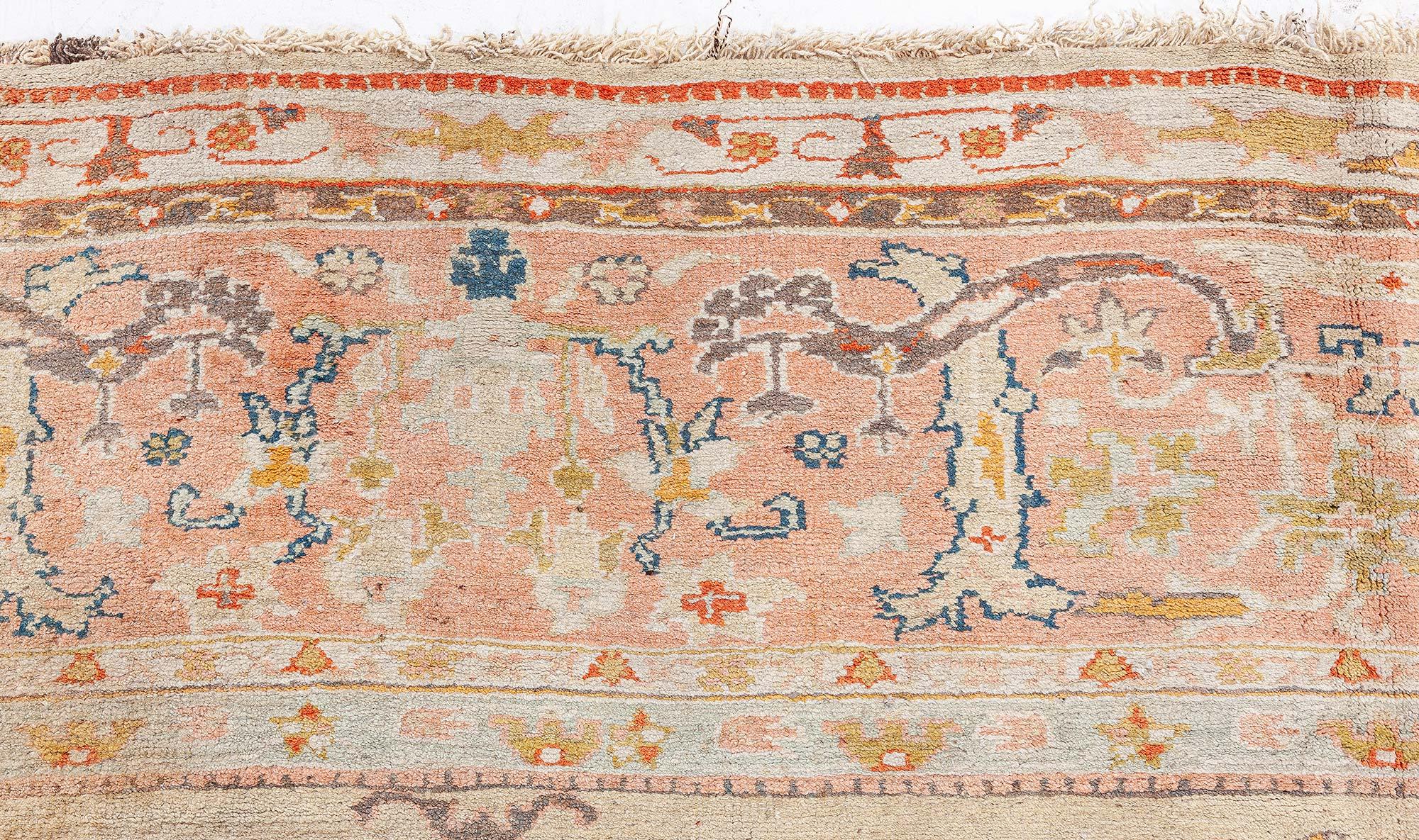 Doris Leslie Blau Antique Turkish Oushak Beige Botanic Rug For Sale 2