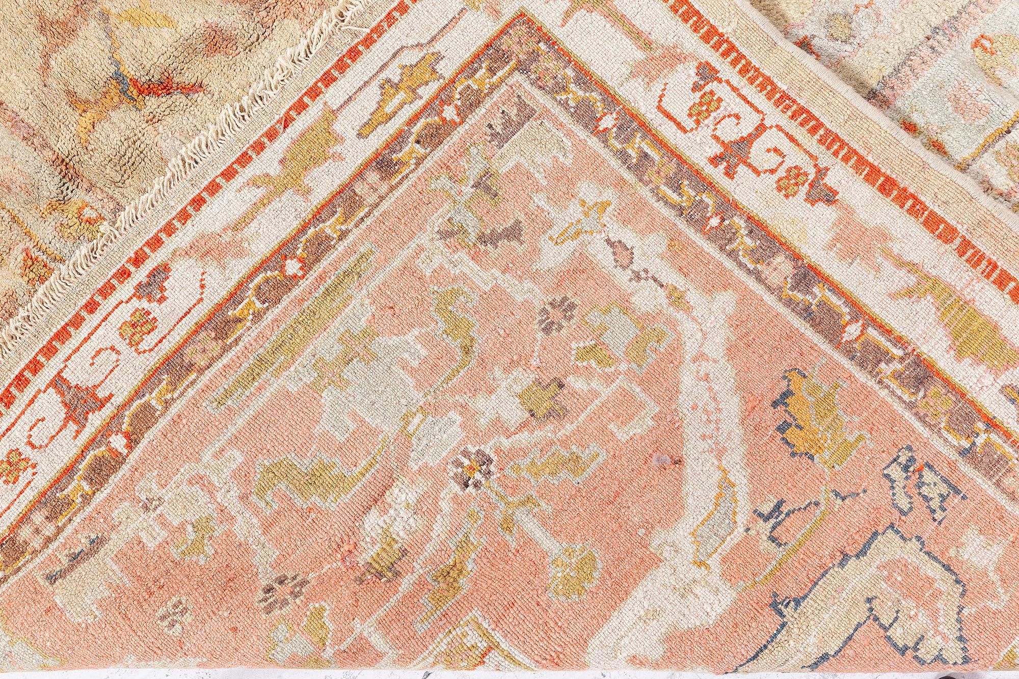Doris Leslie Blau Antique Turkish Oushak Beige Botanic Rug For Sale 3