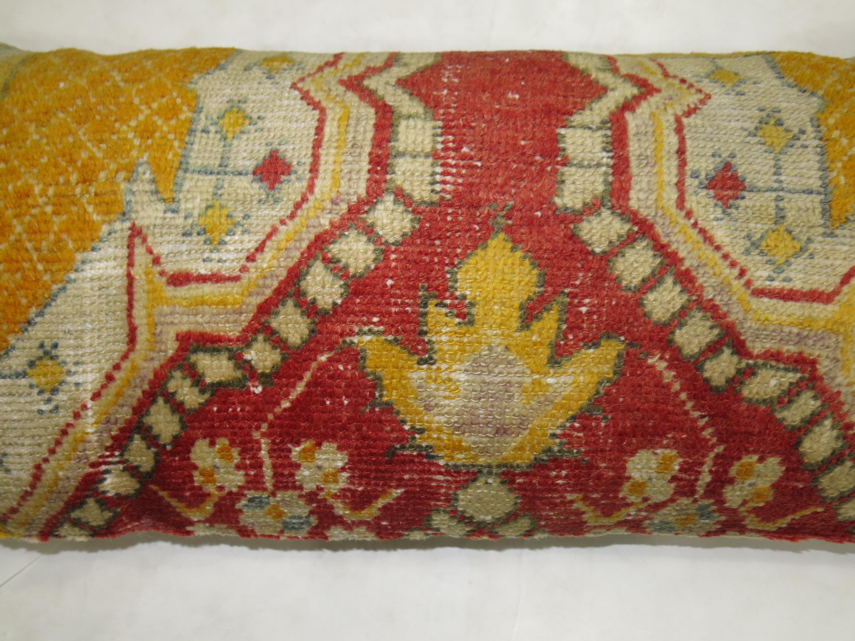 Hollywood Regency Antique Turkish Oushak Bolster Pillow