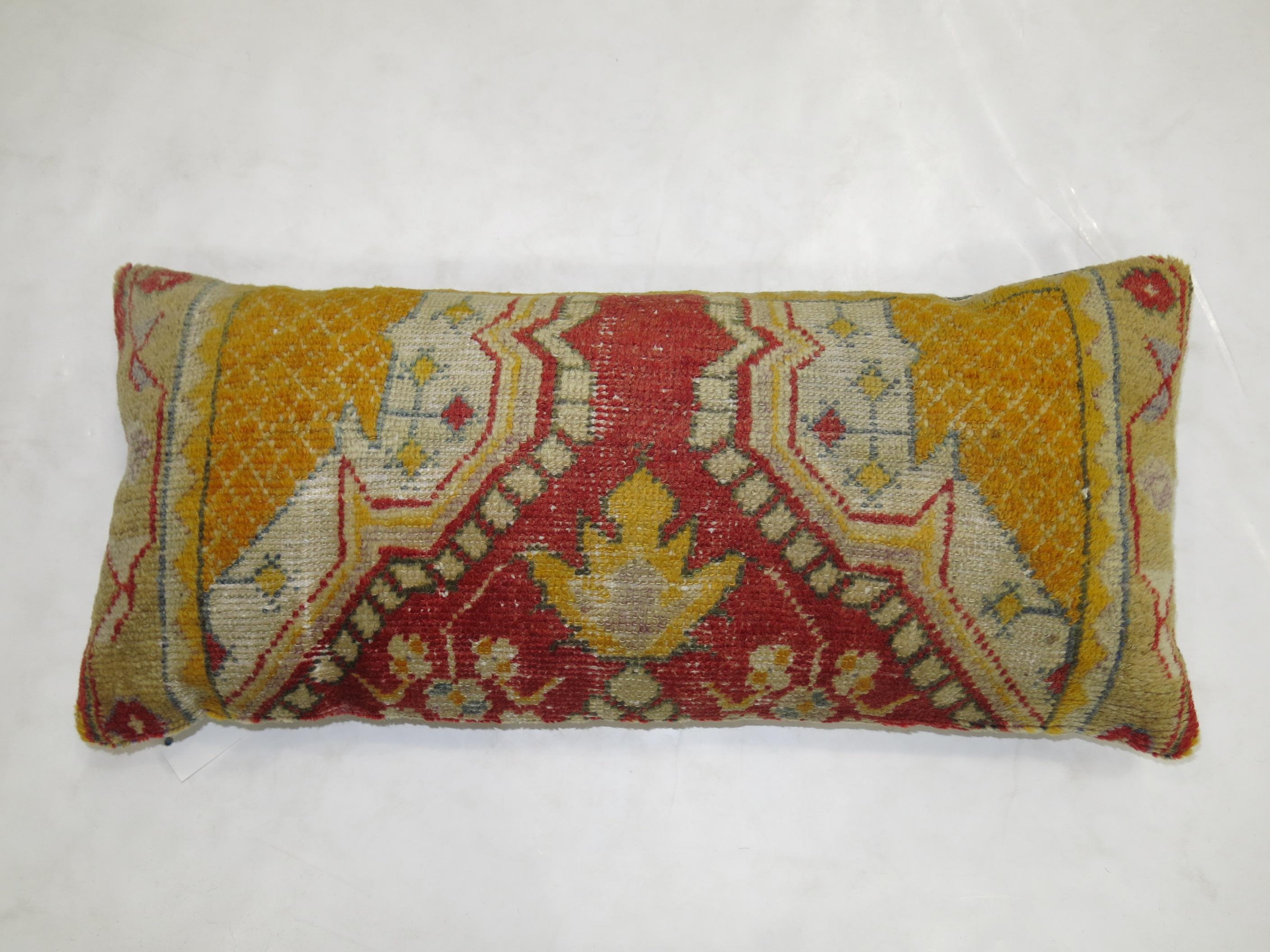 Antique Turkish Oushak Bolster Pillow In Good Condition In New York, NY