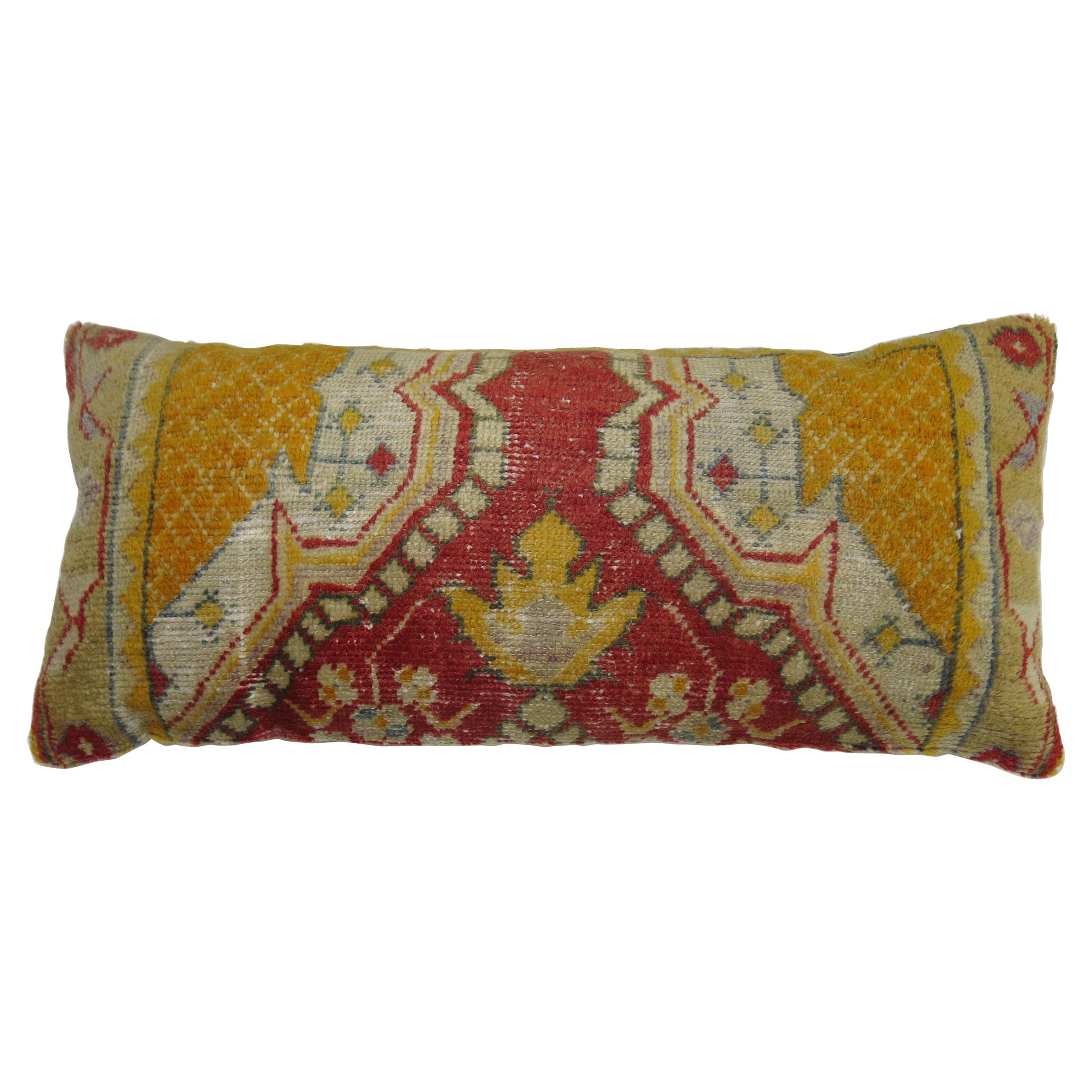 Antique Turkish Oushak Bolster Pillow