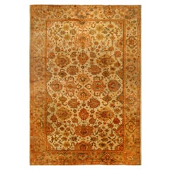 Antique Turkish Oushak Botanic Handmade Wool Rug