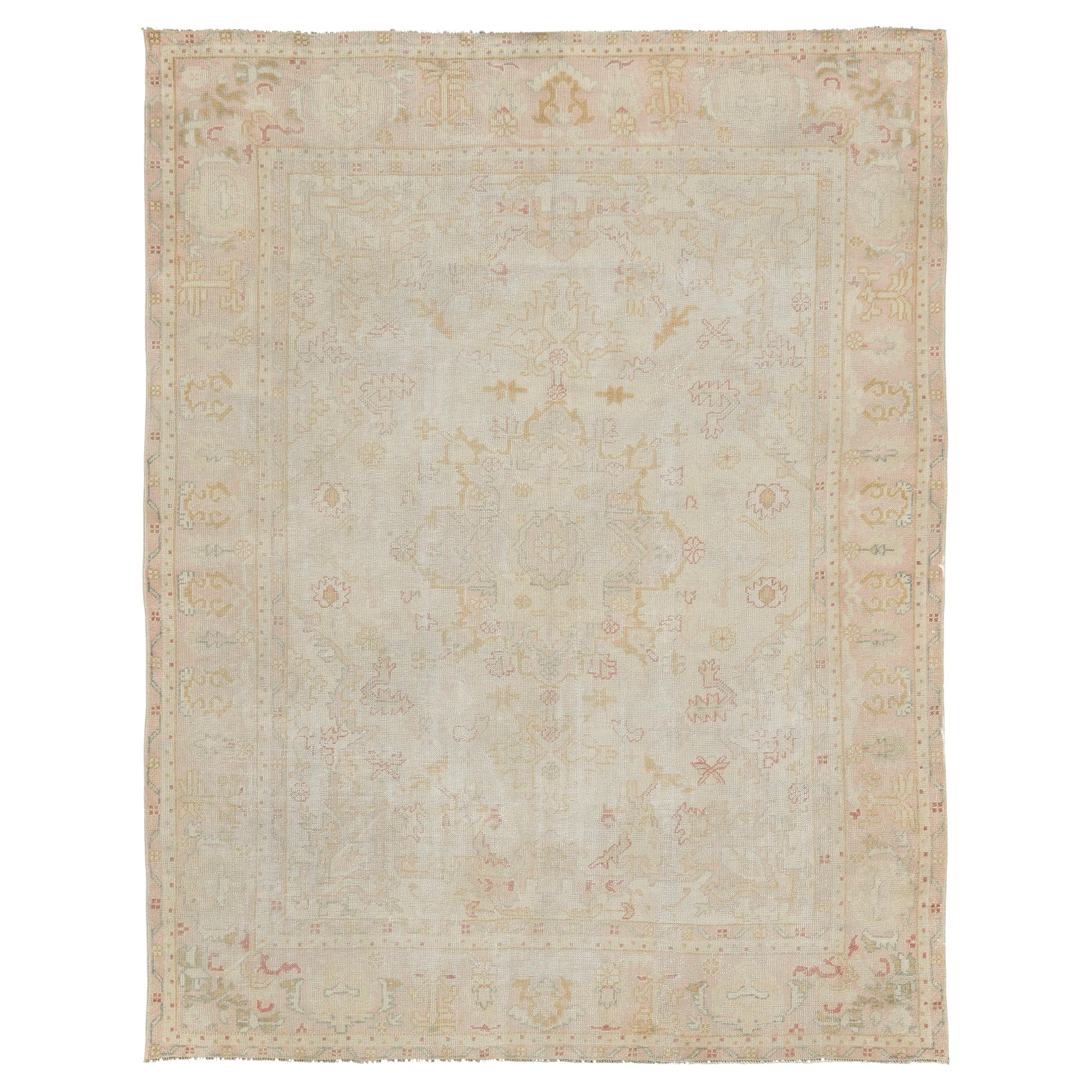 Ancien tapis turc Oushak de Mehraban