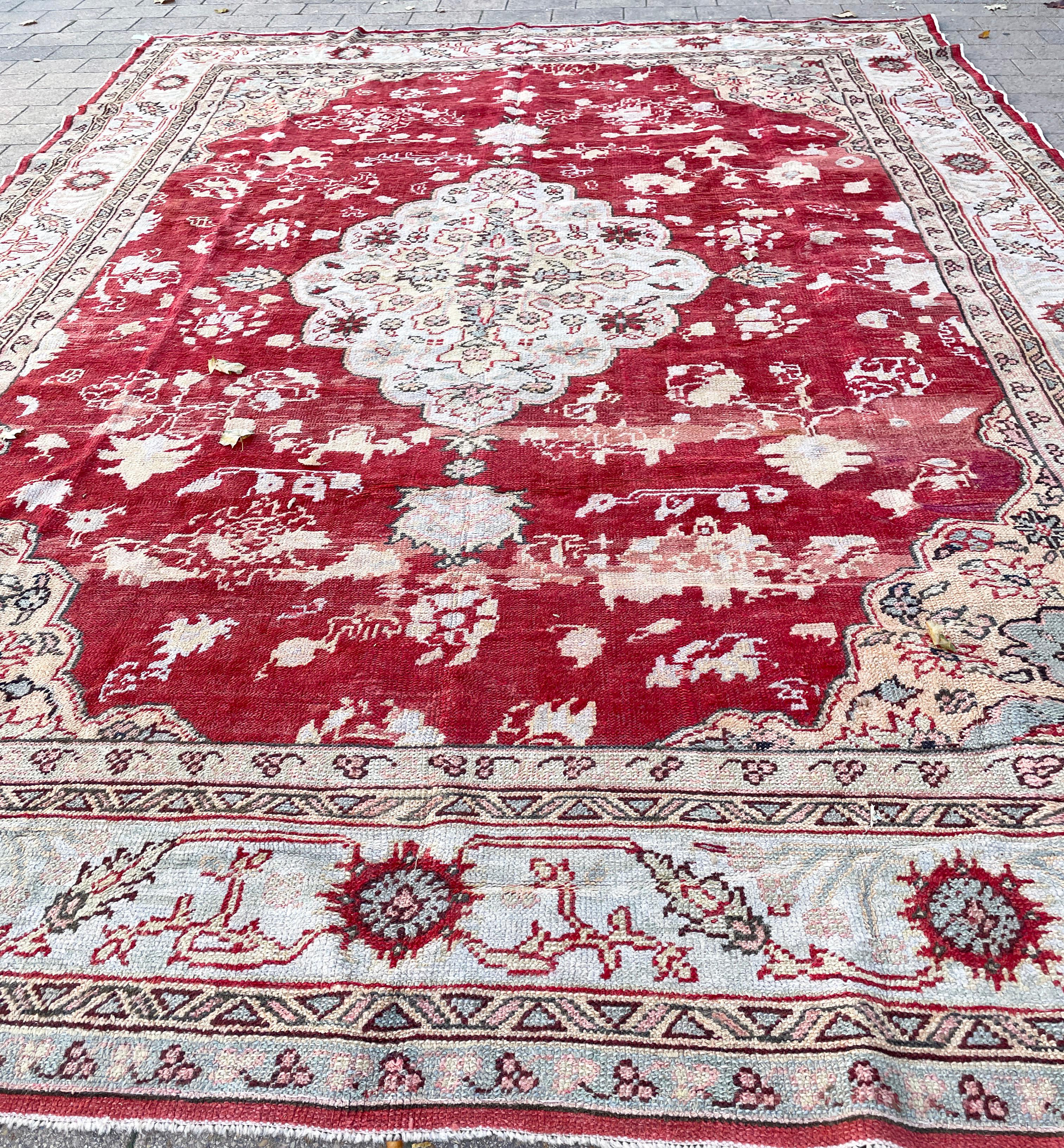 Antique Turkish Oushak Carpet, 11'0