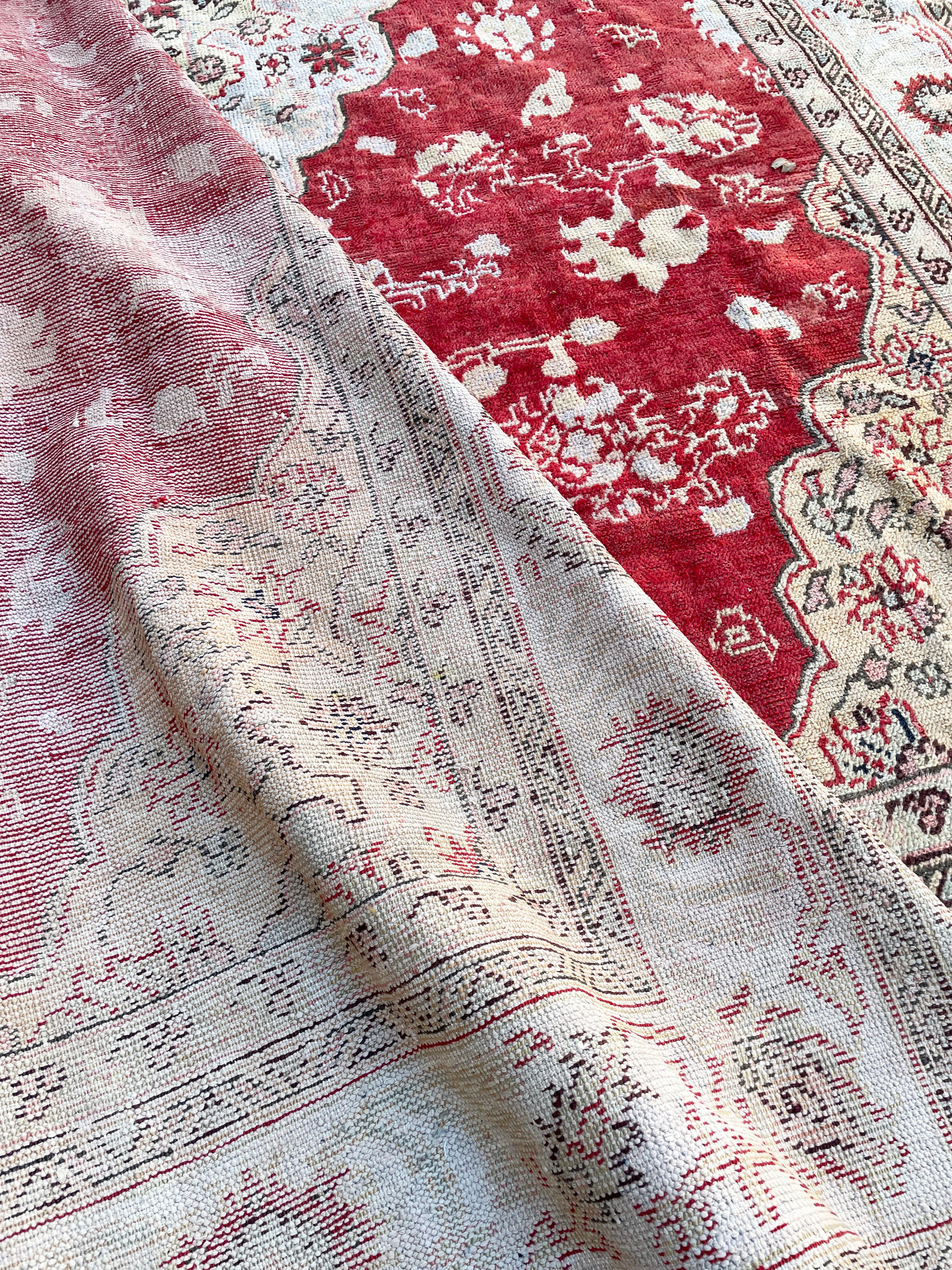 Hand-Knotted Antique Turkish Oushak Carpet, 11'0