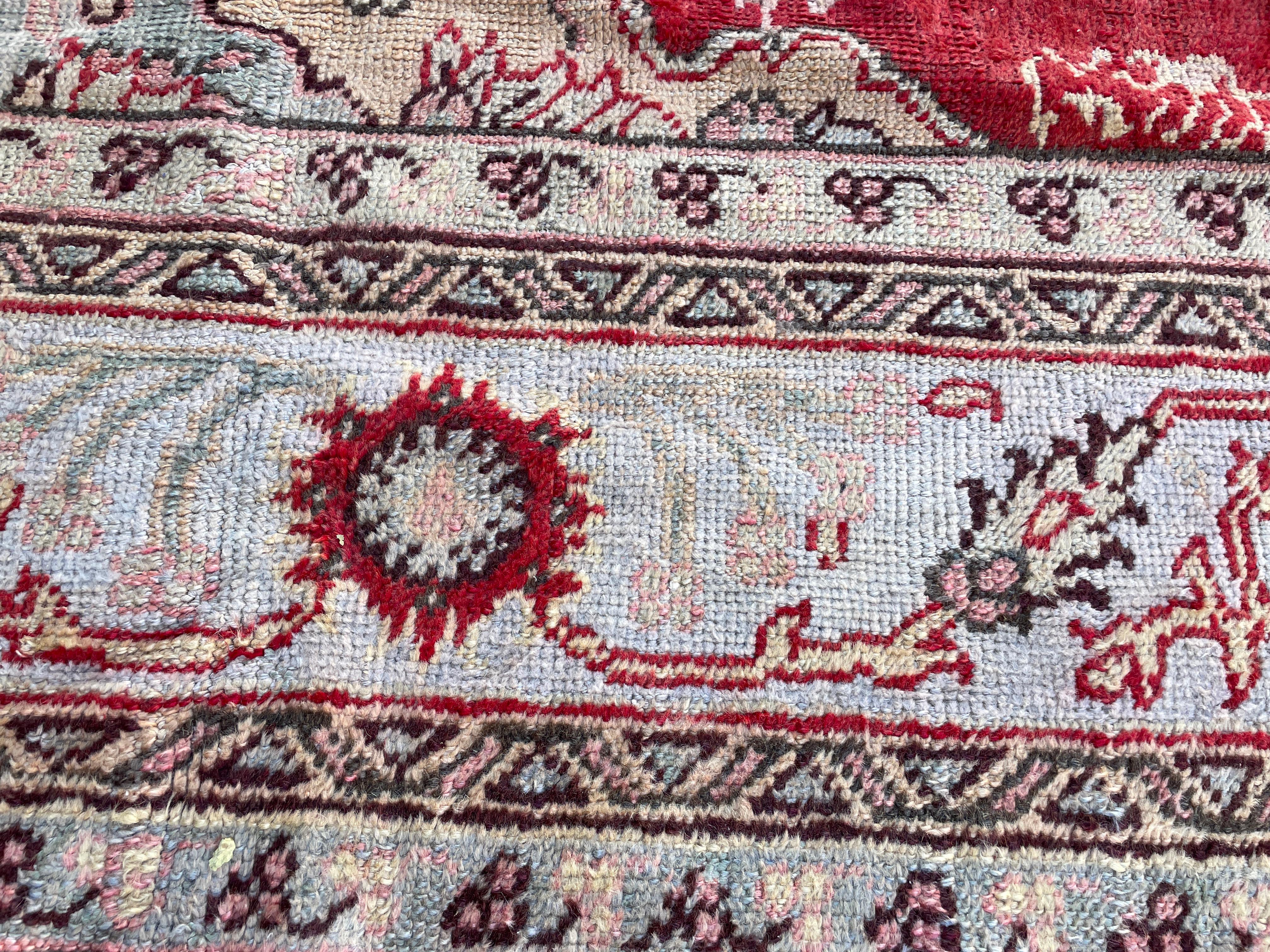 Wool Antique Turkish Oushak Carpet, 11'0