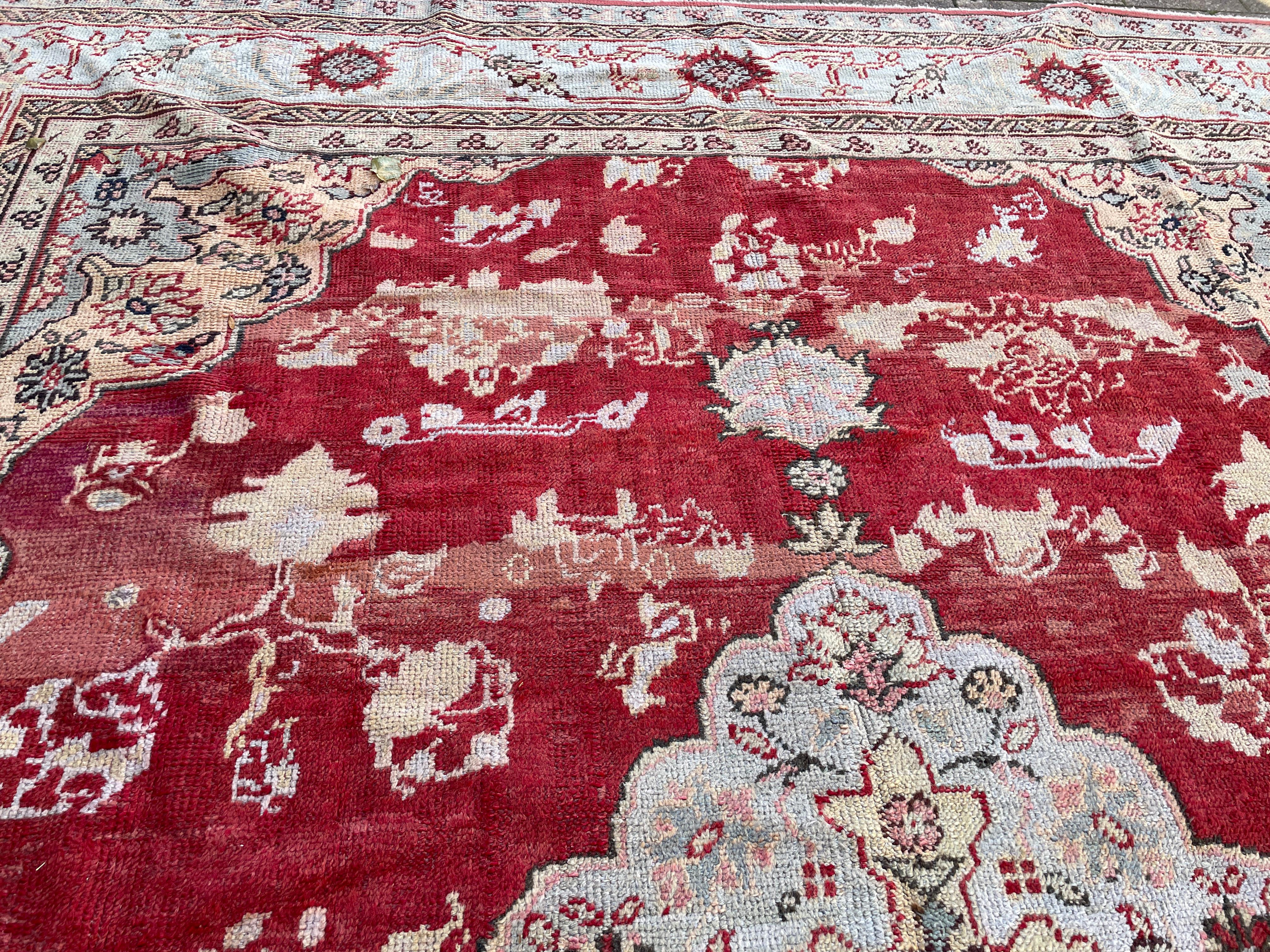 Antique Turkish Oushak Carpet, 11'0