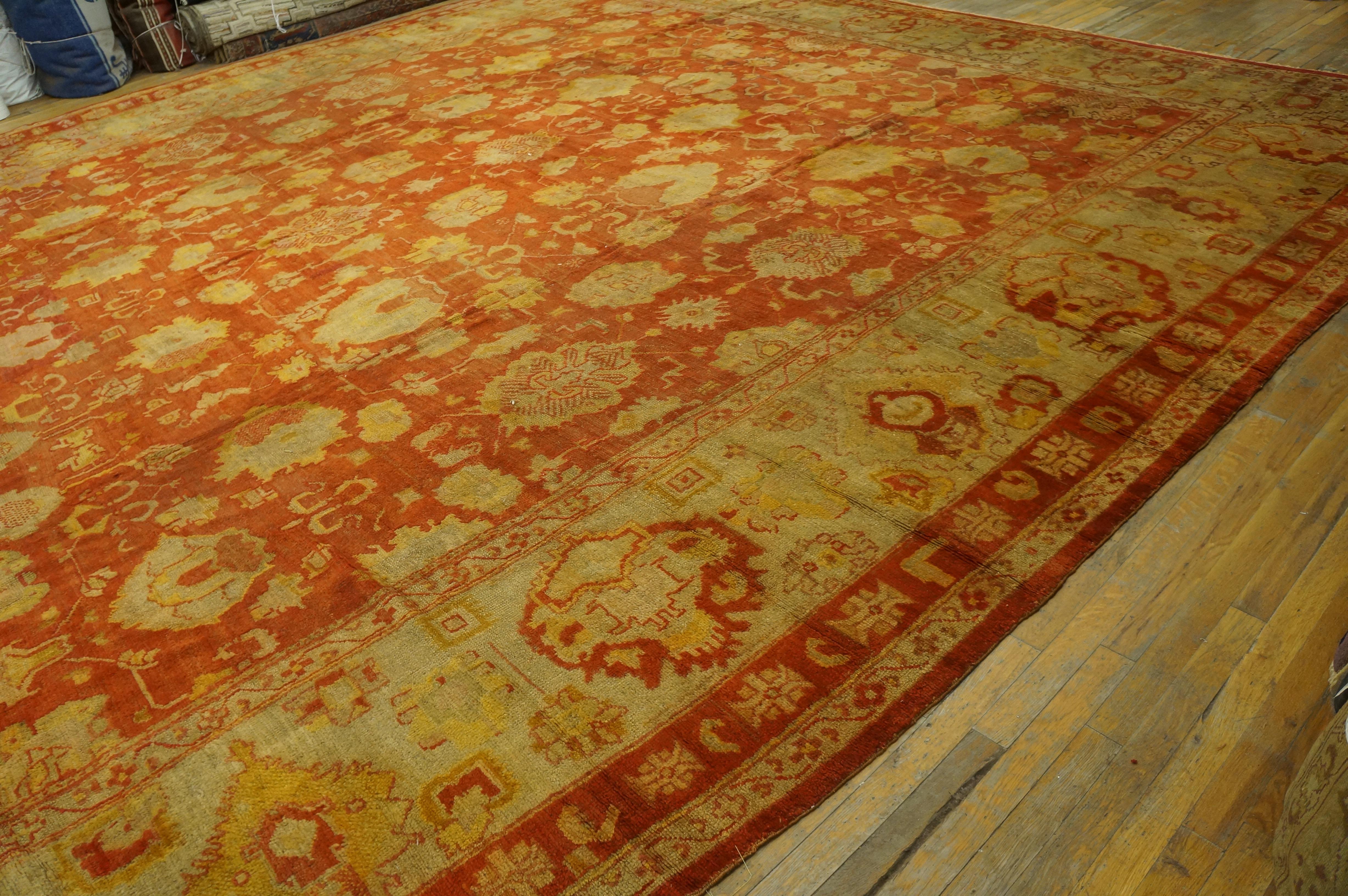 19th Century Turkish Oushak Carpet ( 14'10