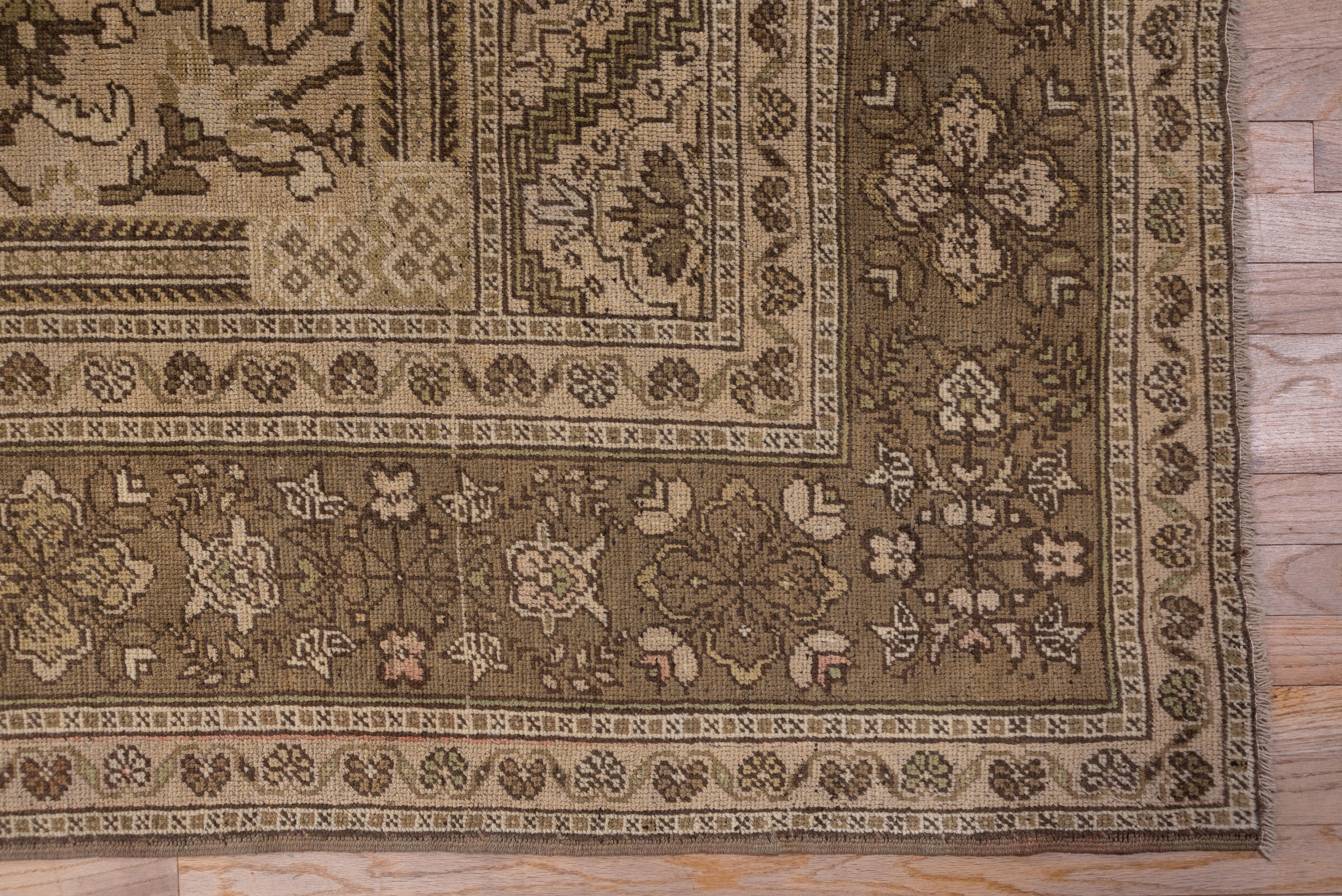 Mid-20th Century Antique Turkish Oushak Carpet, Brown Field, circa 1940s For Sale
