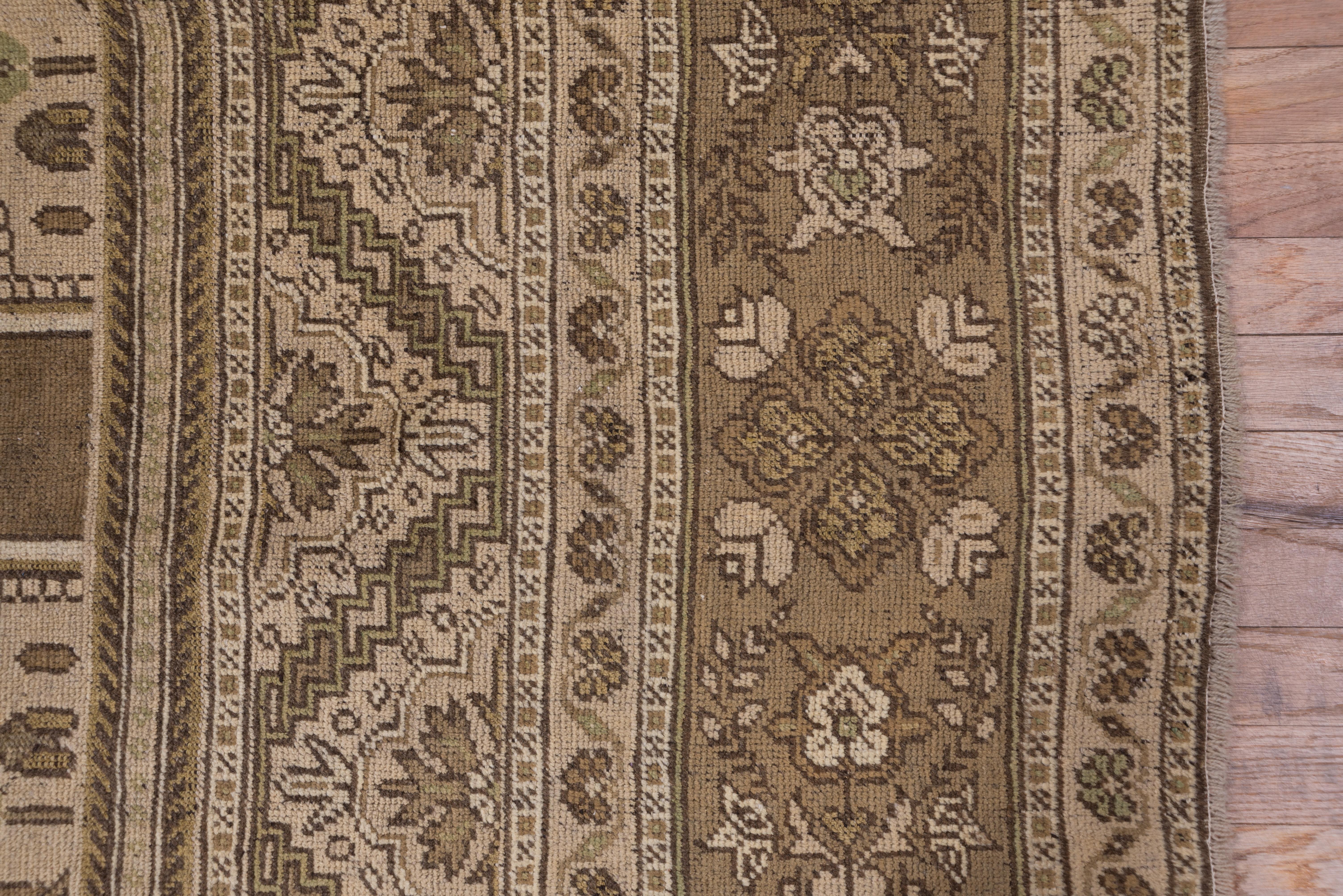 Antique Turkish Oushak Carpet, Brown Field, circa 1940s For Sale 1