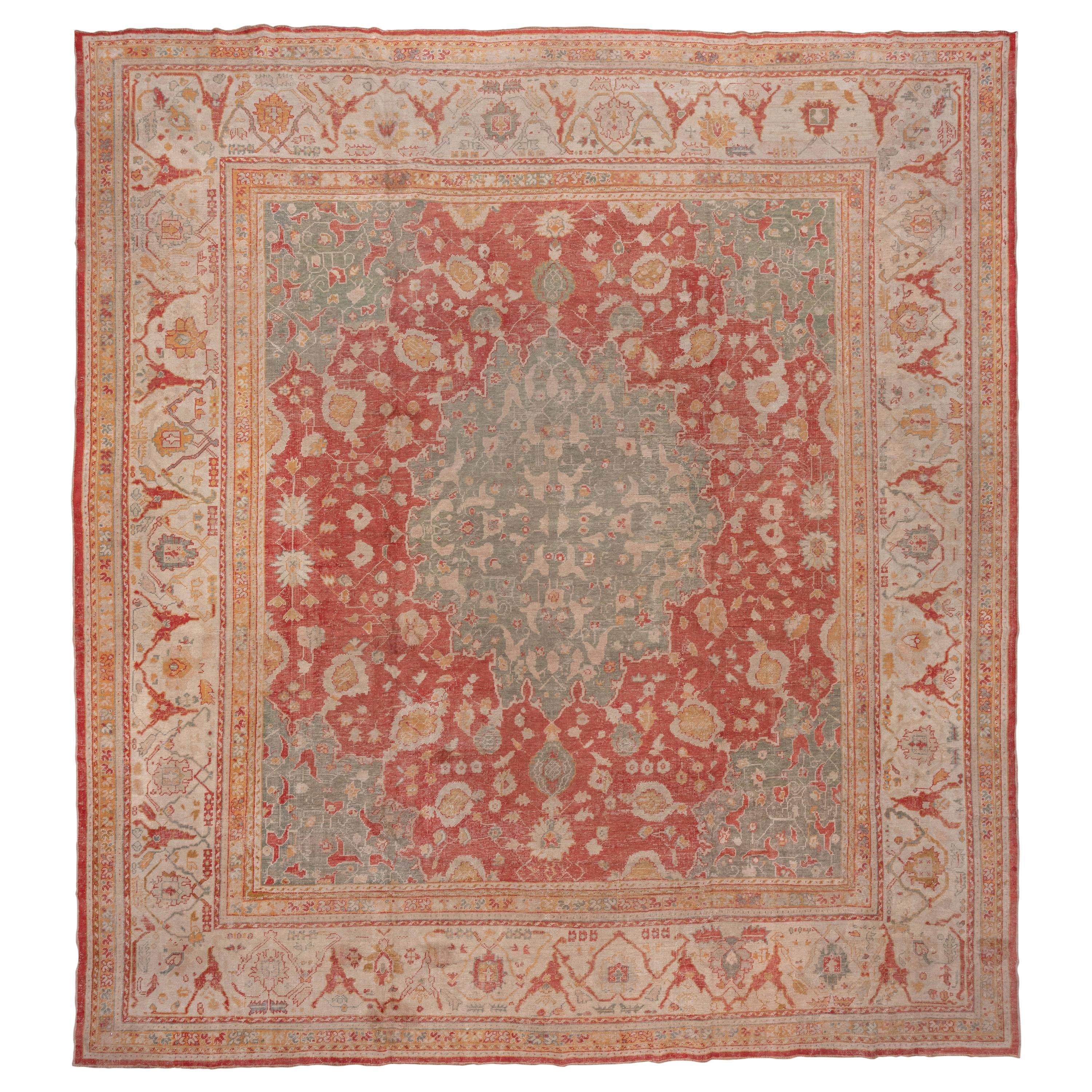 Antique Turkish Oushak Carpet, circa 1920s For Sale