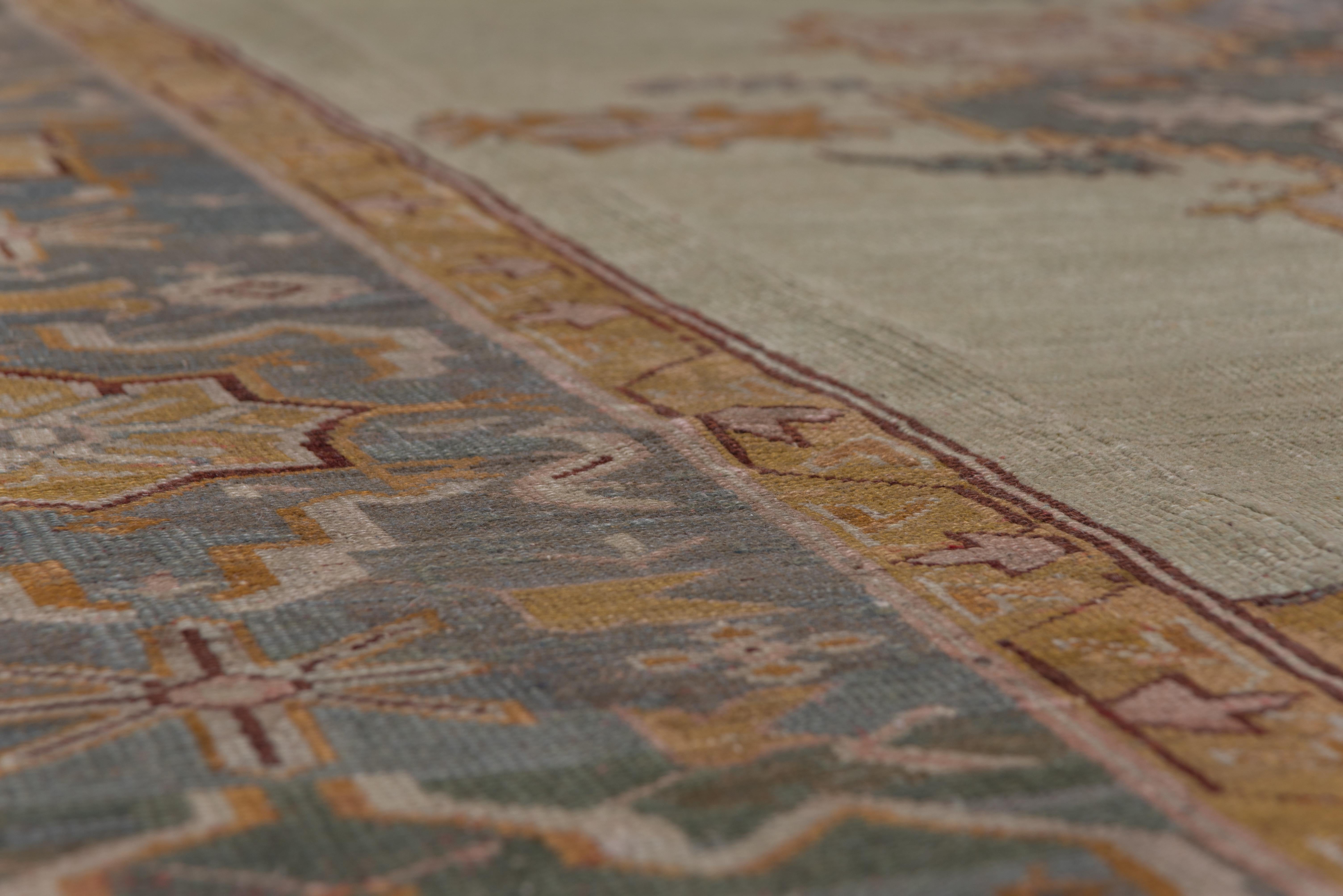 Hand-Knotted Antique Turkish Oushak Carpet For Sale