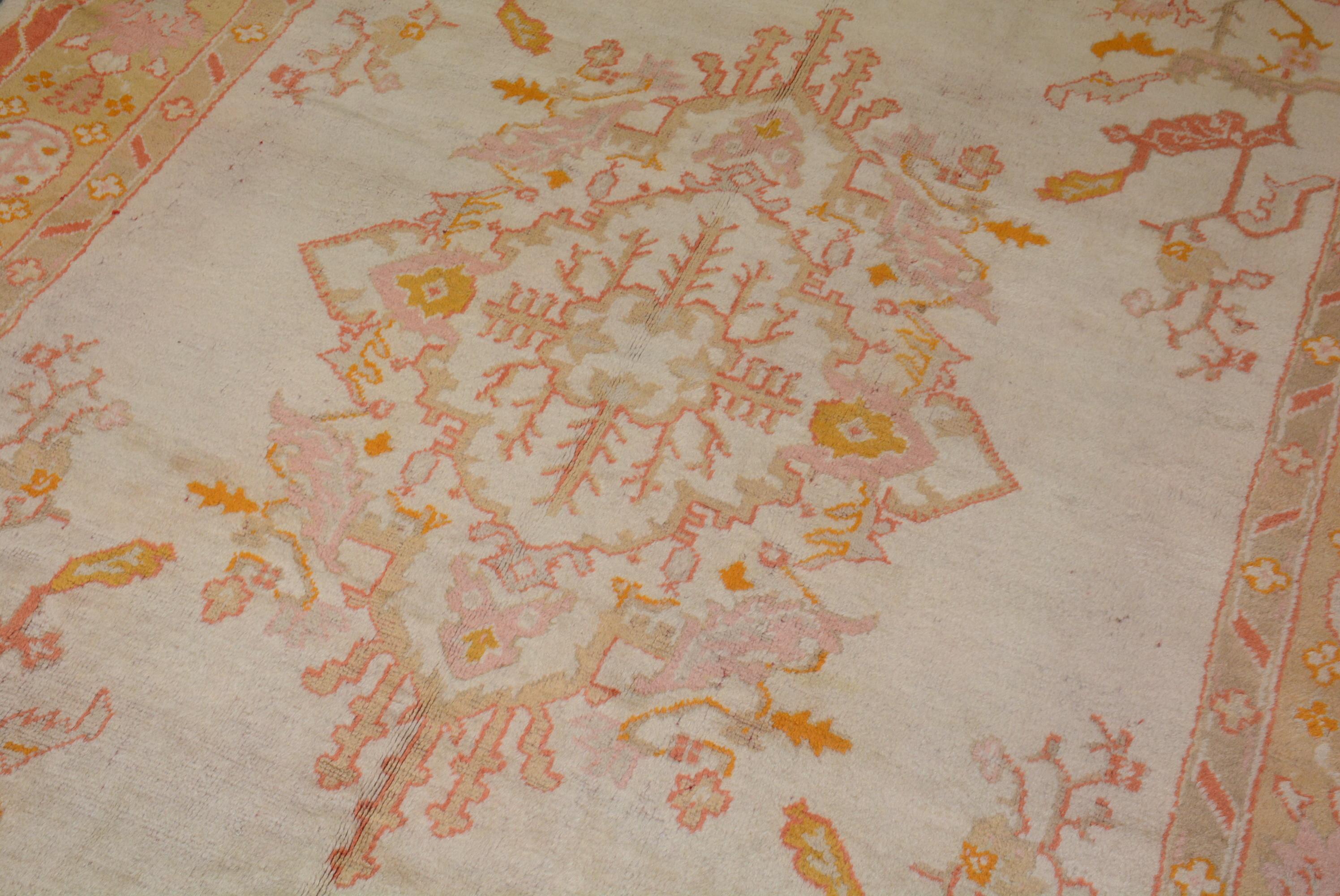 Woven Antique Turkish Oushak Carpet For Sale