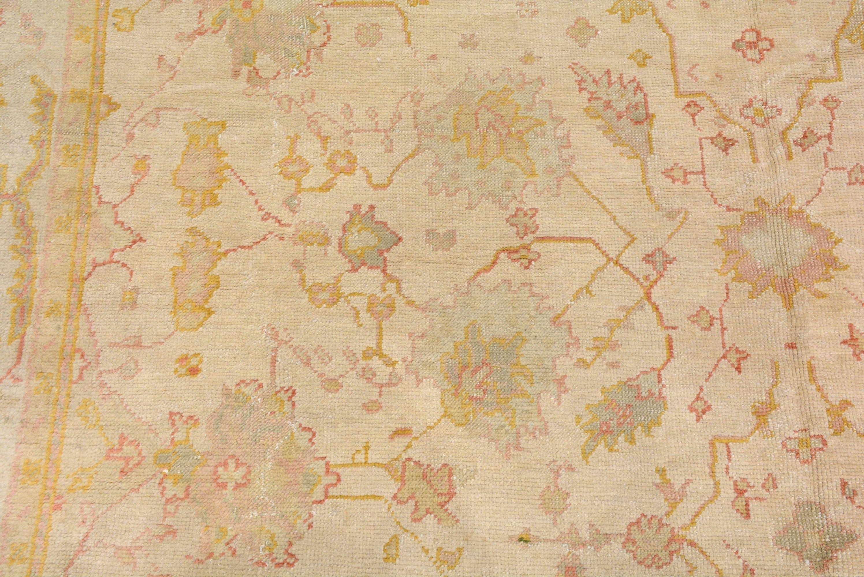 Woven Antique Turkish Oushak Carpet For Sale