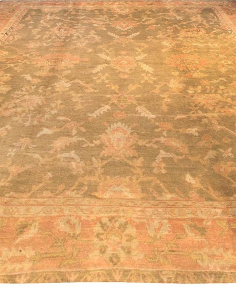 Hand-Knotted Authentic Turkish Oushak Handmade Wool Rug For Sale