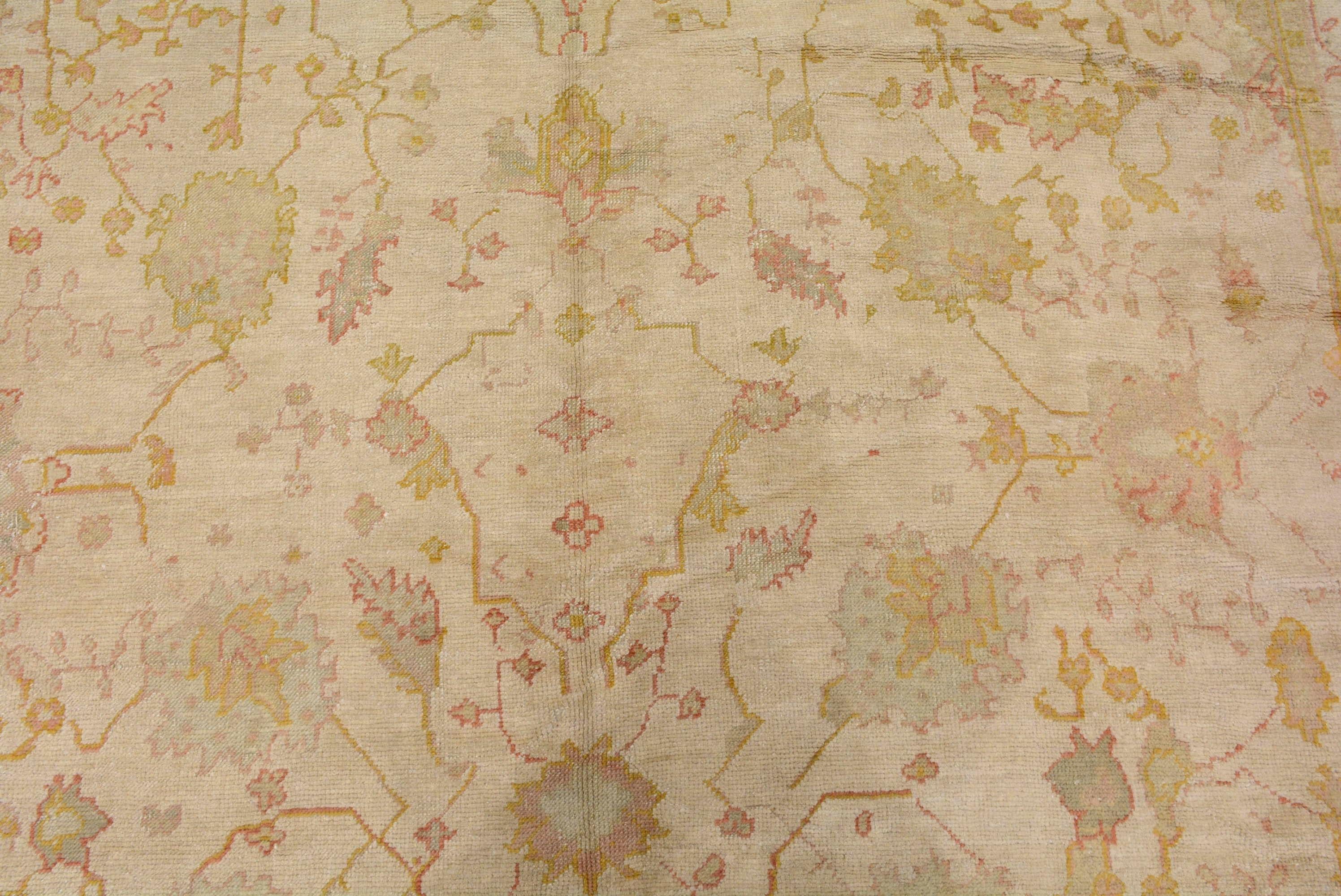 20th Century Antique Turkish Oushak Carpet For Sale