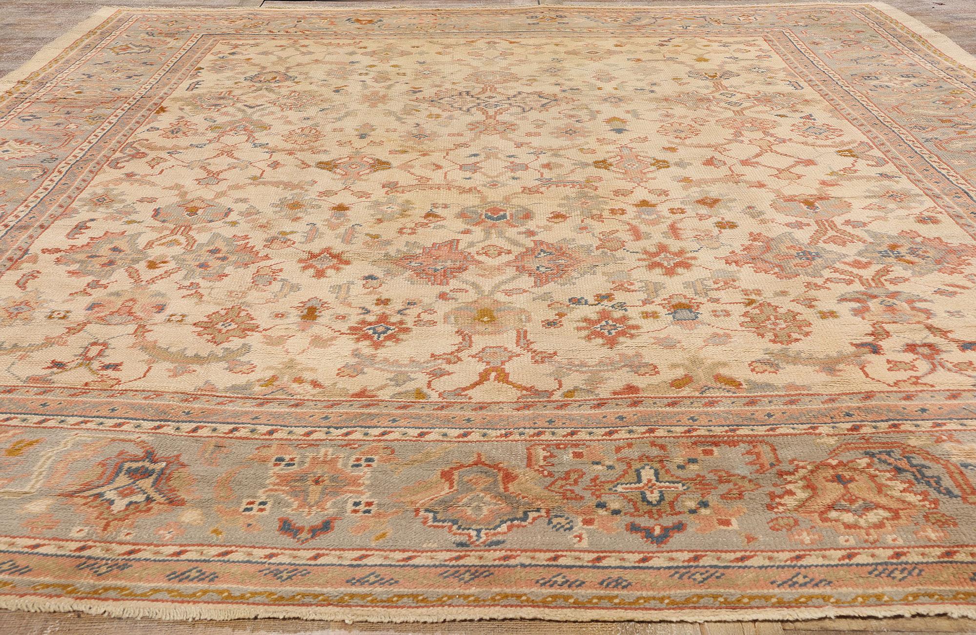 20th Century Late 19th Century Antique Turkish Oushak Carpet with Traditional Style For Sale