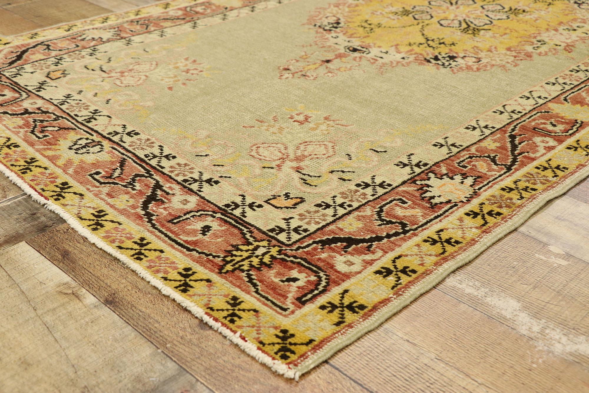 Wool Antique Turkish Oushak Carpet For Sale